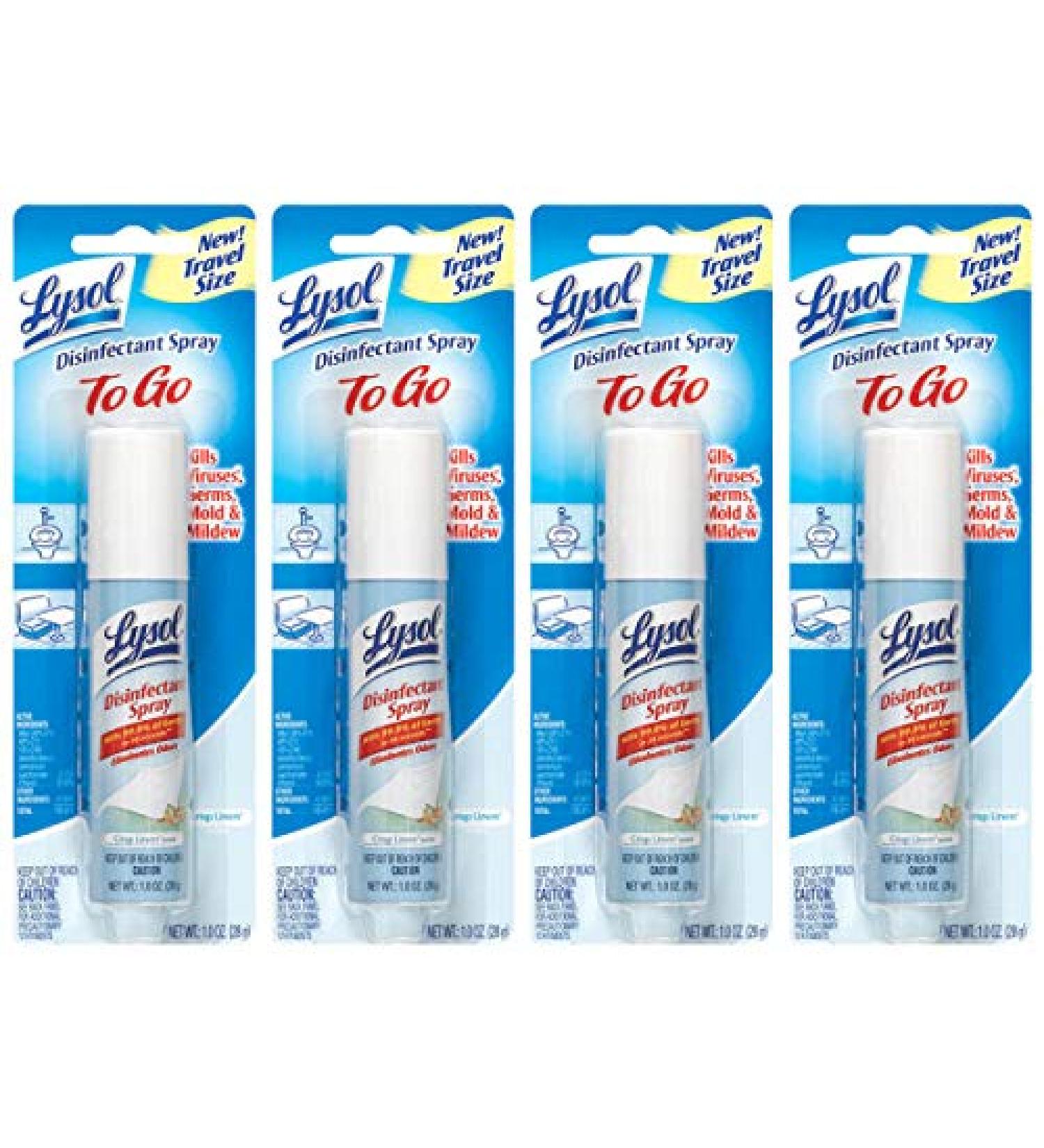 Lysol To Go Disinfectant Spray Crisp Linen Travel Size 1 oz - Pack of 4 - Buy Online on GoSupps.com