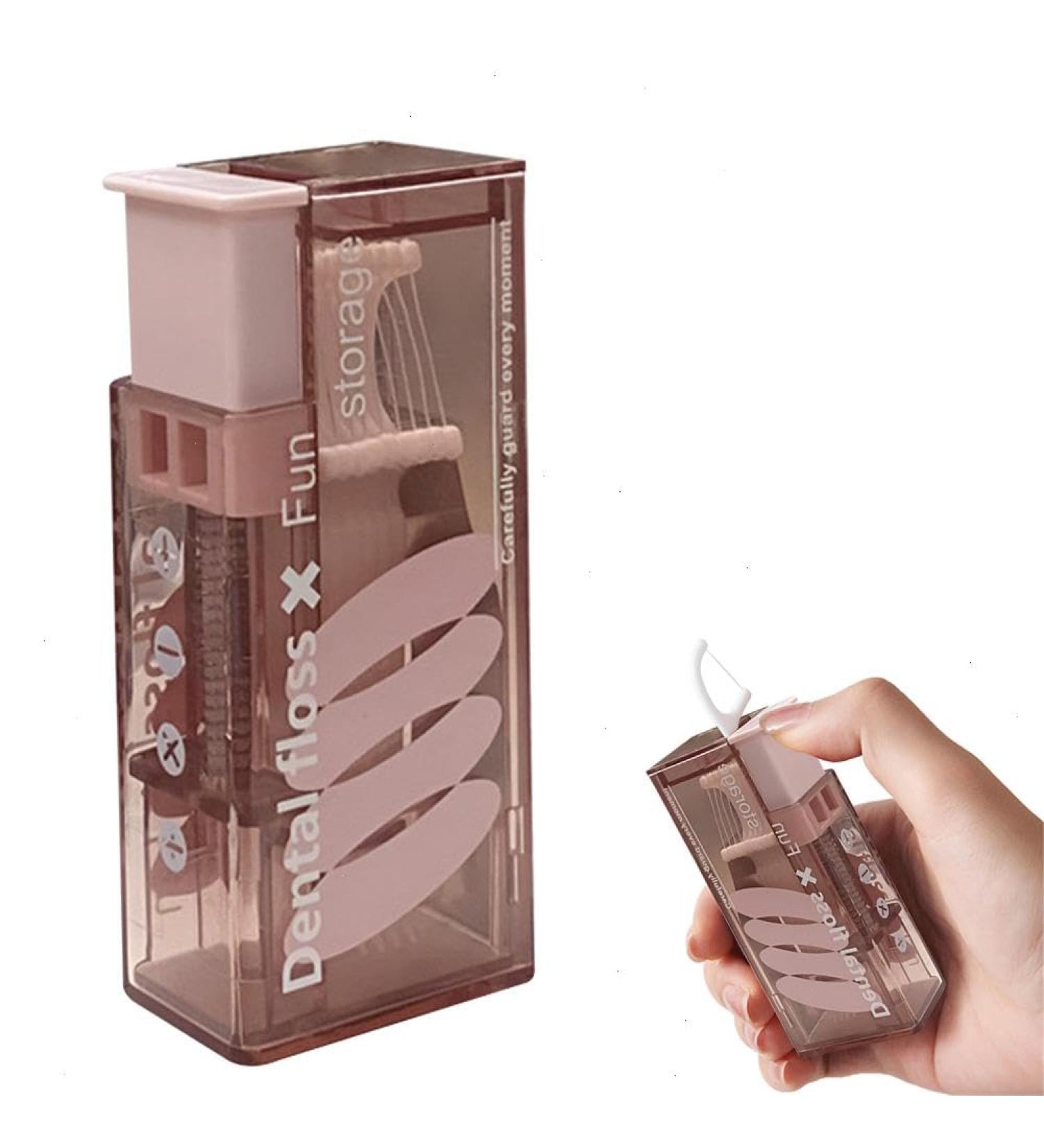Automatic Portable Dental Pic | Travel Tooth Floss Carrier Case | Holds 10 Dental Floss Picks | Push Button Design | Pink - Buy Online on GoSupps.com