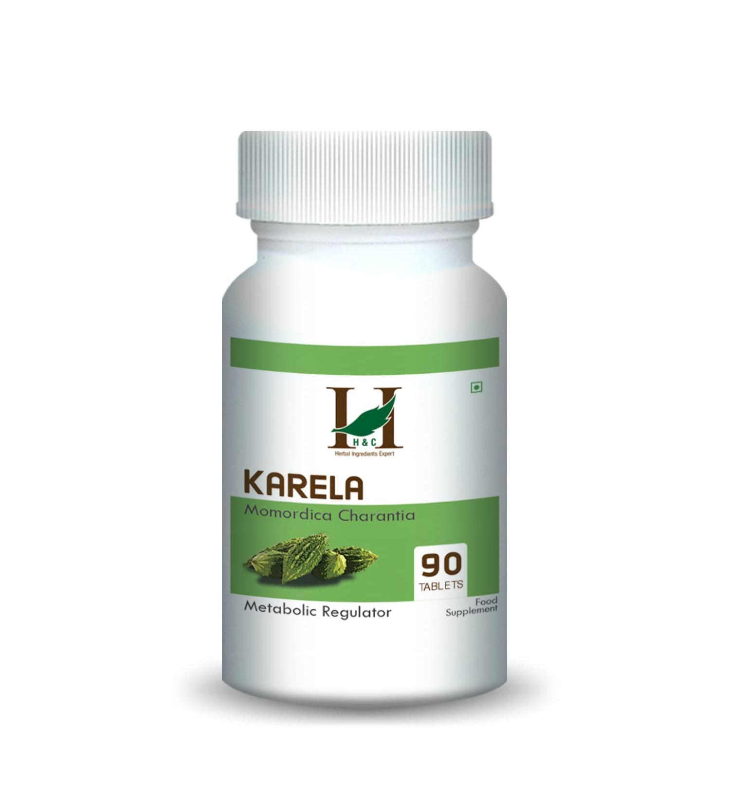 H&C Karela Tablets (Momordica charantia) - 350mg 90 Tablets | for Metabolic Wellness 90 Count (Pack of 1)