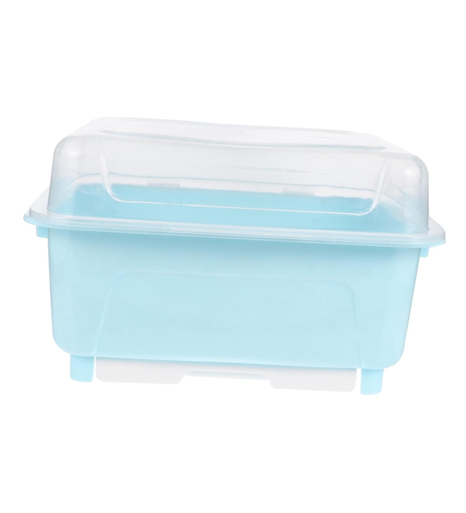 Buy Cabilock Plastic Dish Drying Box - Kitchen Water Drain Basket & Sieve | Baby Blue Tableware Storage - Buy Online on GoSupps.com