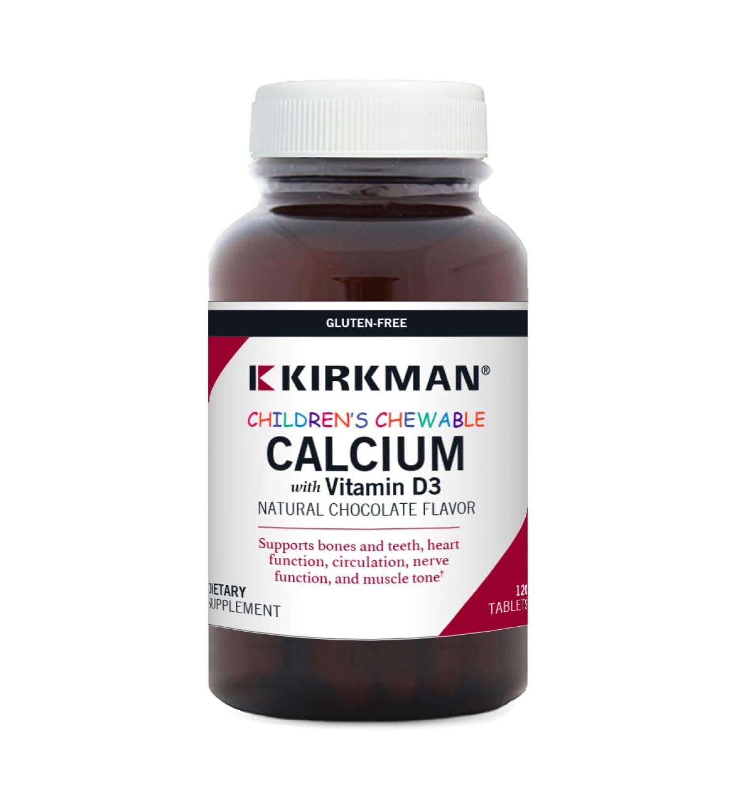 Children's Chewable Calcium with Vitamin D3 Natural Chocolate 120 Tablets Kirkman Labs - Buy Online on GoSupps.com