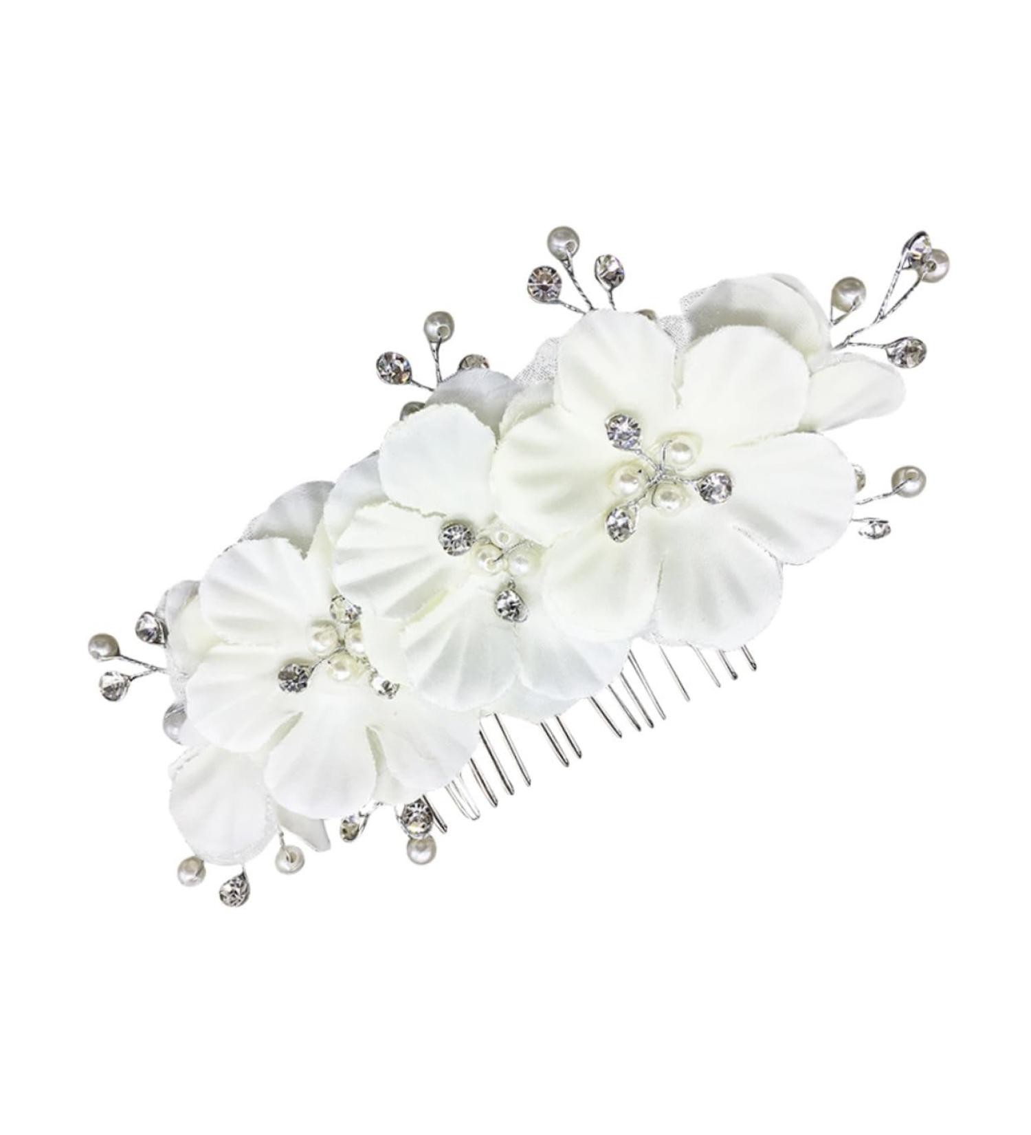 Angoily Flower Side Comb Bridal Side Combs Bride White Headgear Hair - Buy Online on GoSupps.com