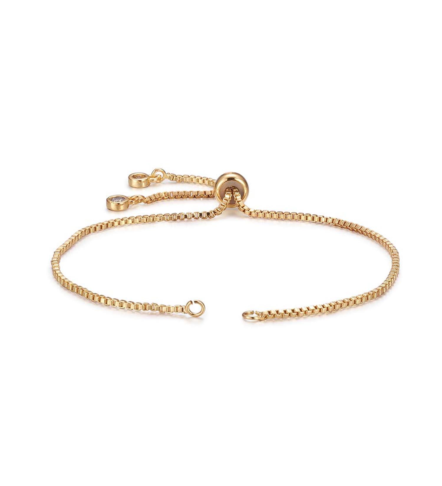 DanLingJewelry 10 Strand Gold Plated Slider Bracelet Chains w/ Cubic Zirconia - Set of 10 - Adjustable Extender for Jewelry Making - Buy Online on GoSupps.com