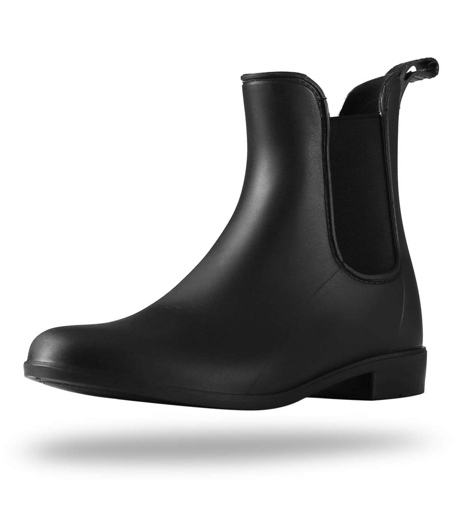 Babaka Waterproof Ankle Rain Boots for Women - Black Matte Chelsea Boots Size 8 - Buy Online on GoSupps.com