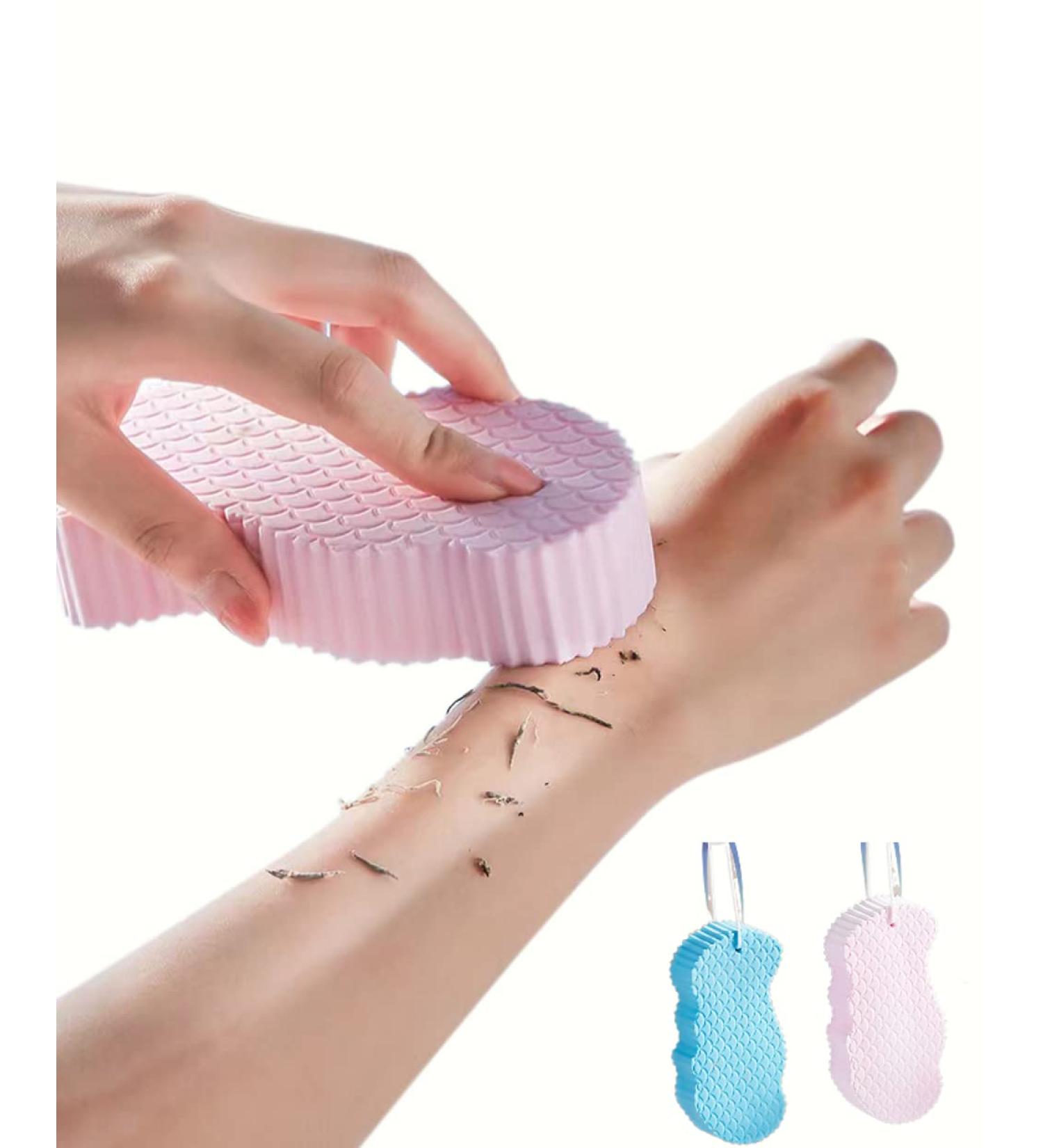 MULPG 2PCS Exfoliating Bath Sponge - Skin Cleansing & Dead Skin Remover for Women, Kids, Pregnant Adults - Buy Online on GoSupps.com