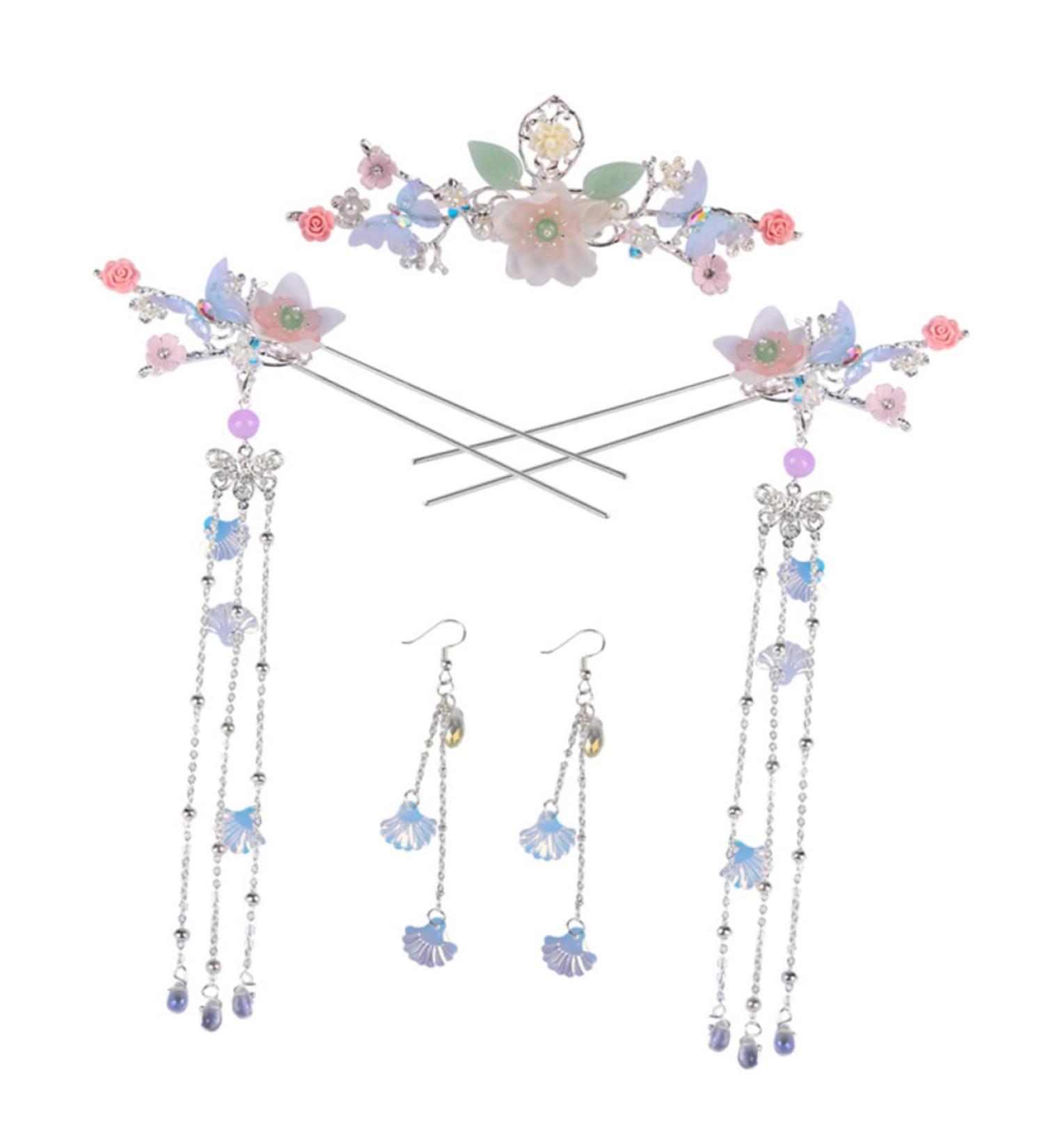 minkissy 1 Set Hairpin Hairpin Chinese Tassel Hair Sticks Woman Tassel Hairpin Chinese Hair Hanfu Hair Tassel Ornament Earrings for Women Hair Style Hair Fork Classical Decorate Miss Alloy - Buy Online on GoSupps.com