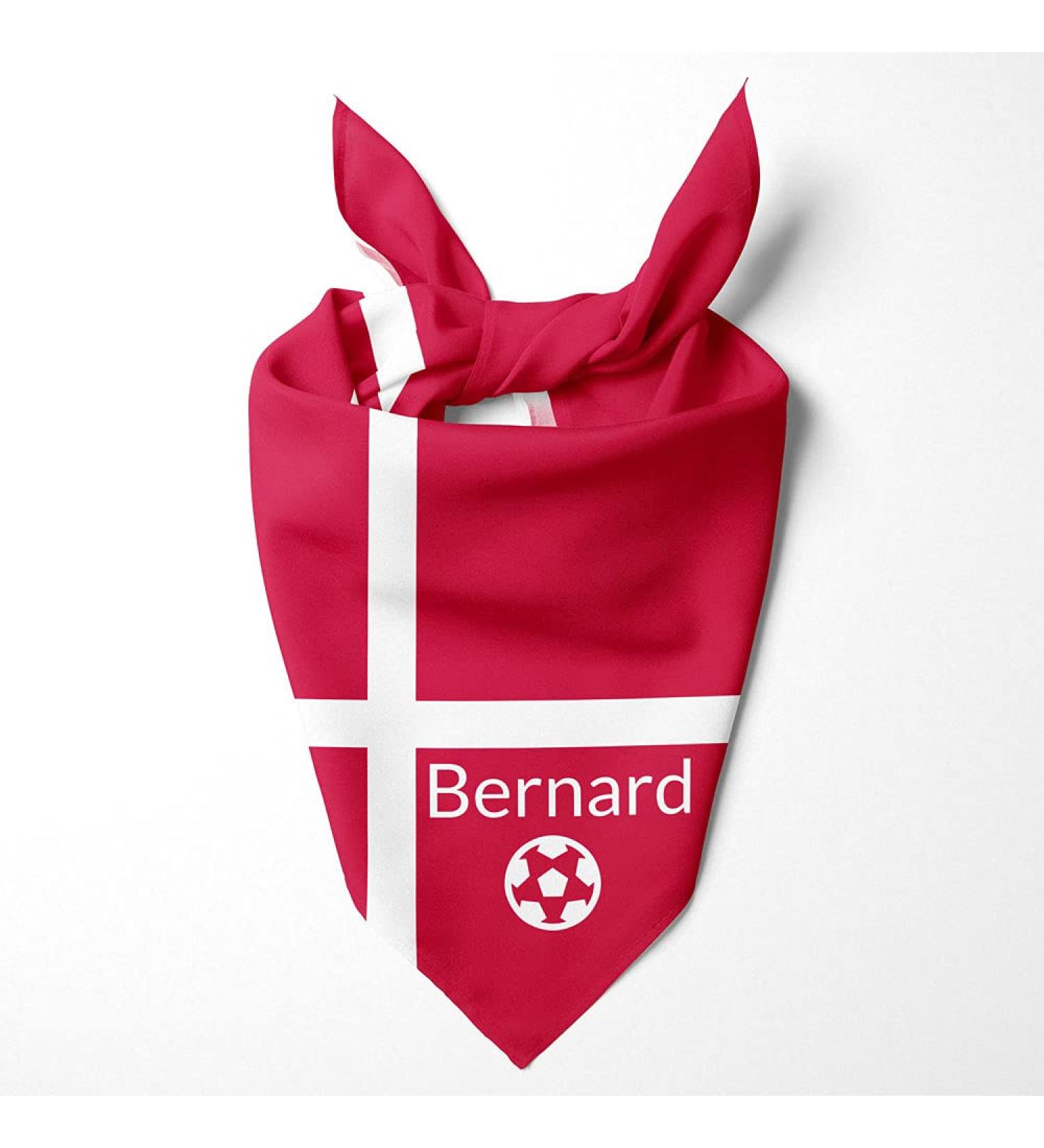 Dog hollow motif: football games sports Olympic games personalized triangular cloth for pets is attached to the collar (flag: Denmark)