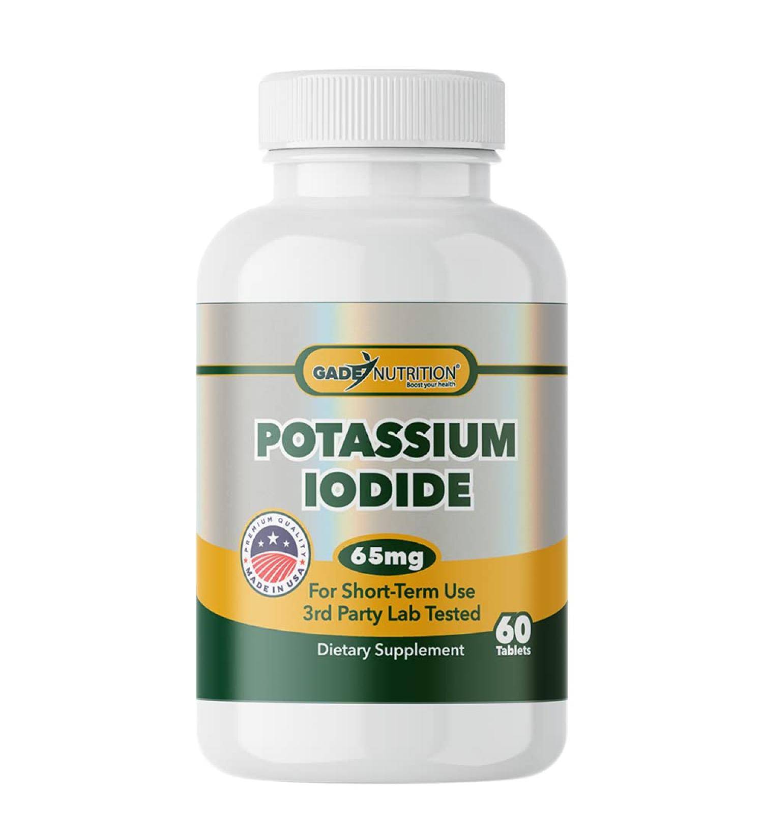 Potassium Iodide 65mg - Thyroid Support Dietary Supplement - 2 Months Supply - Non-GMO - Made in USA - Exp 03/2029 - Buy Online on GoSupps.com