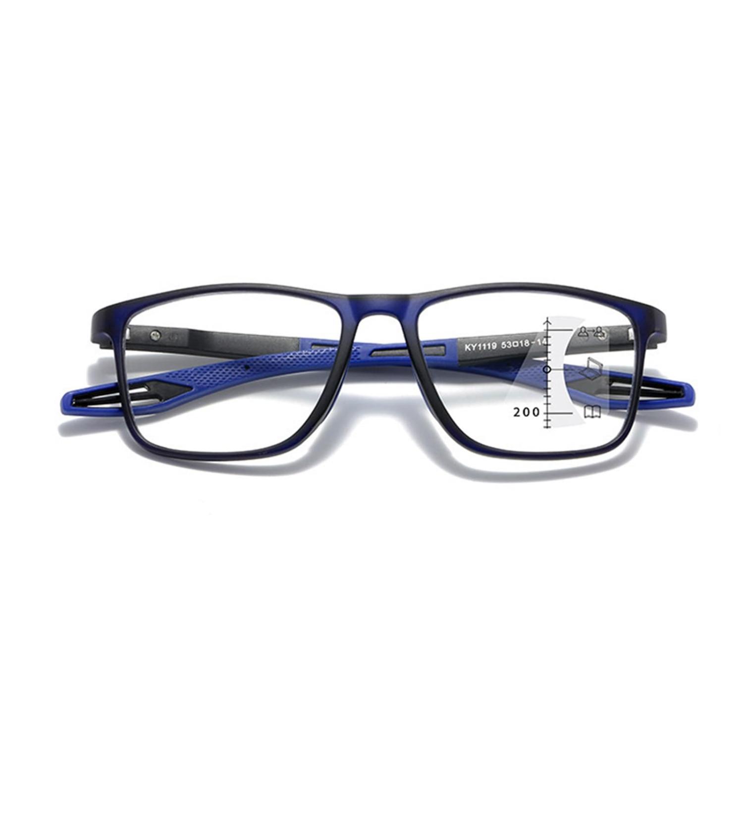 Multifocal Sports Style Reading Glasses Blue Light Blocking Glasses For Unisex TR90 Flexible computer Readers(Couleur:Blue Grandeur:0.0x) - Buy Online on GoSupps.com