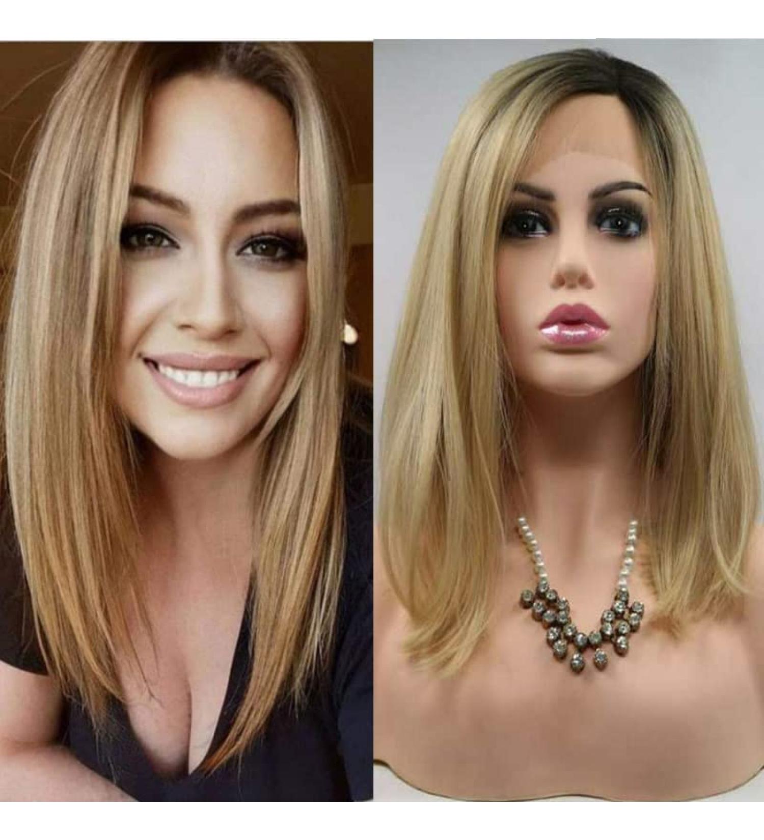 Sylvia Blonder Bob Lace Front Wig - Short Smooth Hair Ombre Style Heat-Resistant 35.6 cm | International Shipping Available - Buy Online on GoSupps.com