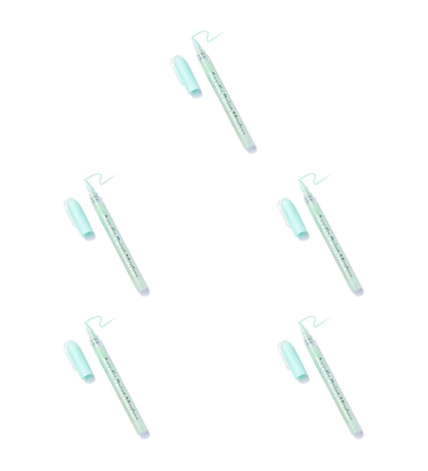 Unizhouxi Nail Painting Pen Labor-saving Grip Comfortable Nail Art Pen Drawing Painting Liner Brush for Female Mint Green 5Pcs