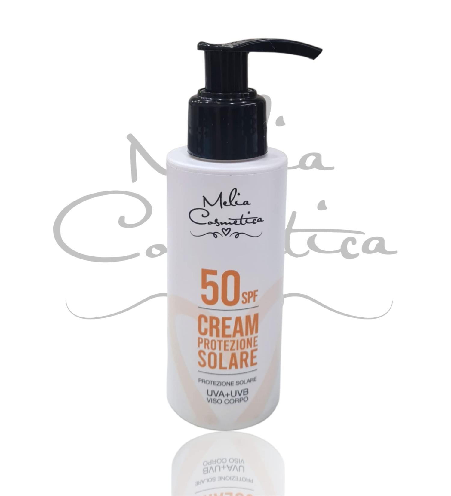 Solar Protection 50 SPF Cream Viso Corpo ANTI UVB: immediate protection against use - ANTI UVA: protection against long-lasting skin - Moisturizing - Melia Cosmetica -100 ml. - Buy Online on GoSupps.com