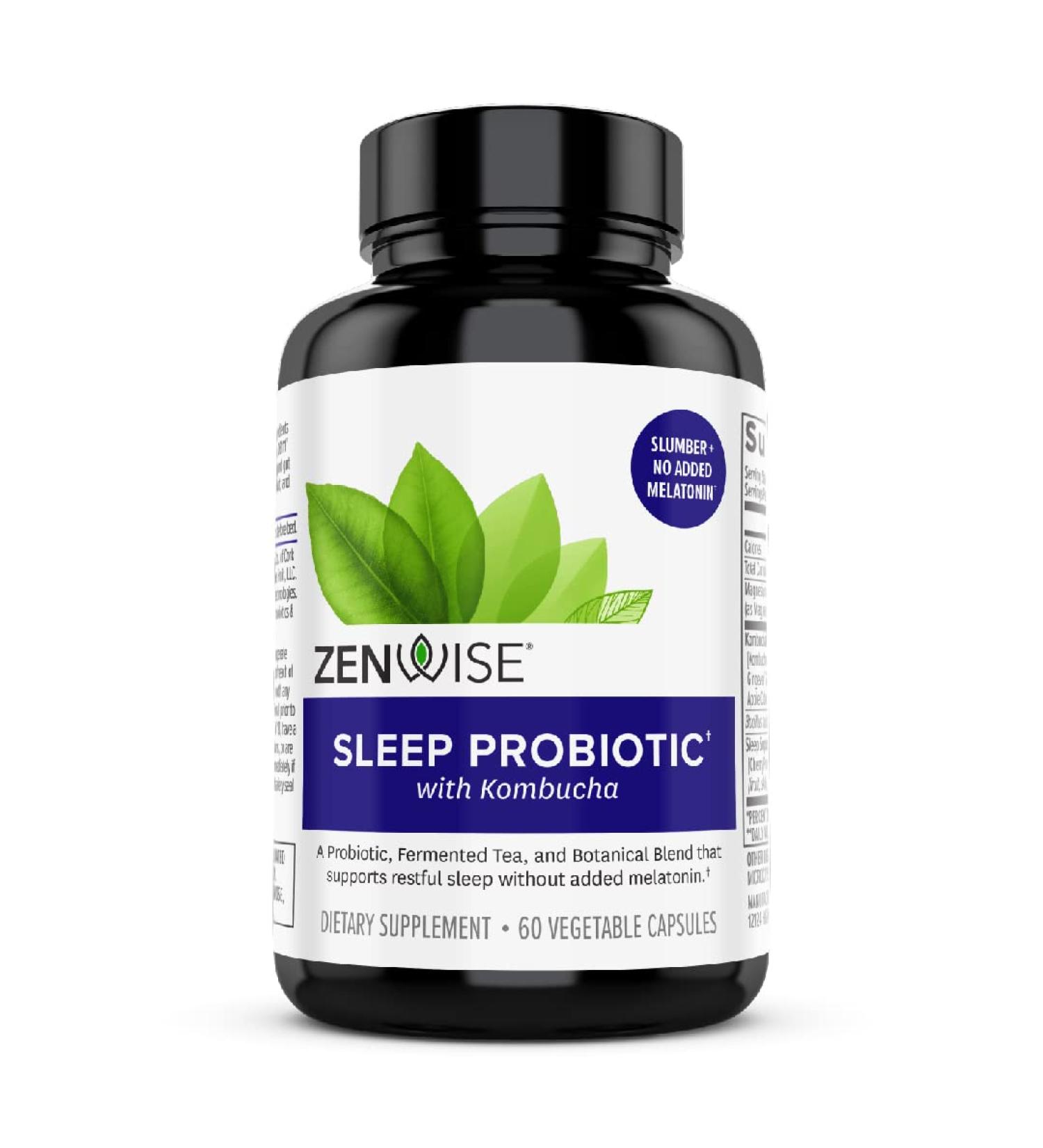 Zenwise Health Probiotic + Kombucha + Sleep - 60 Veg Capsules for Digestive & Sleep Support - Buy Online on GoSupps.com