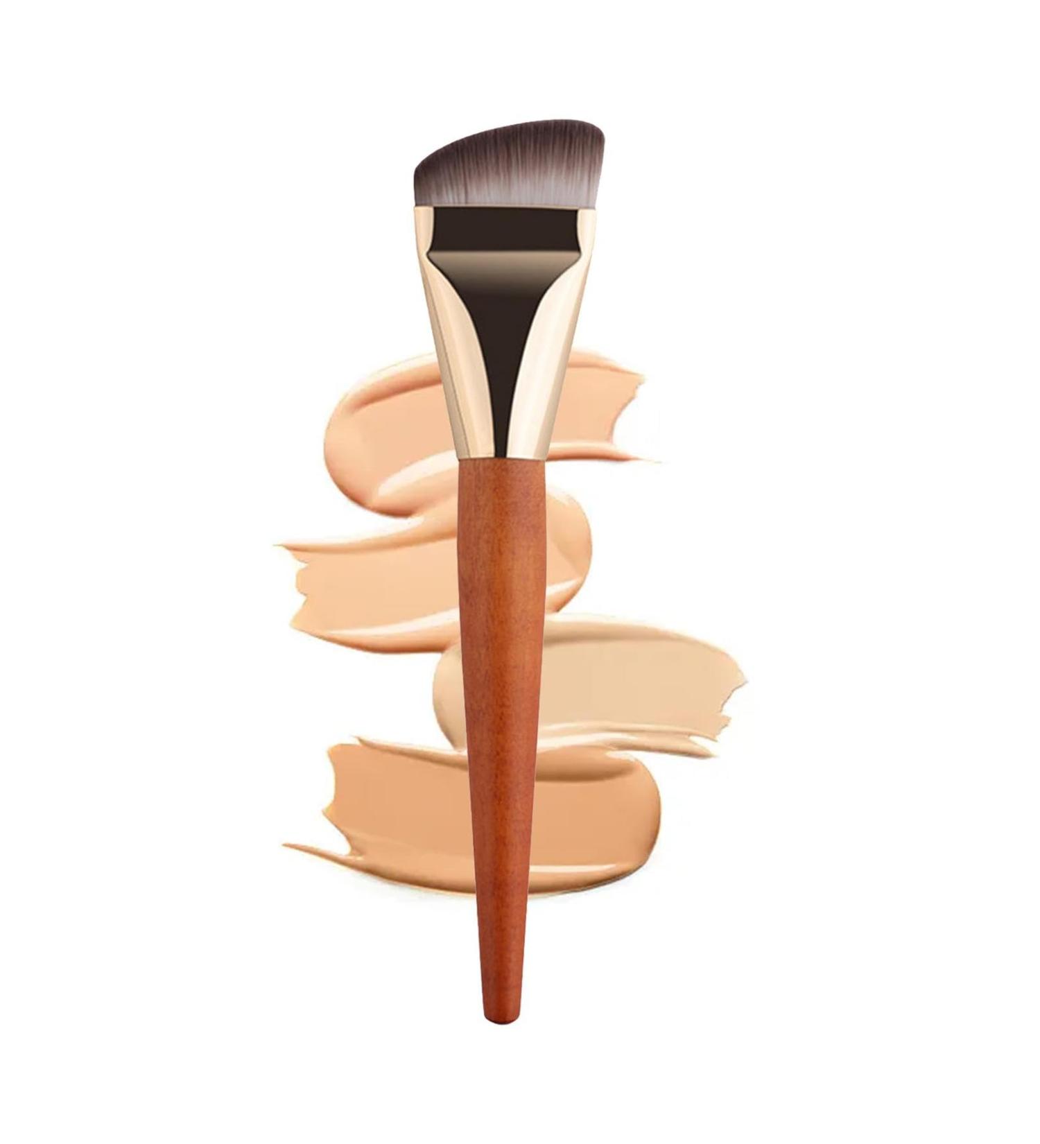 demaxiyad Flat Top Makeup Brush - Wooden Handle Powder Brush Face Makeup Tool Professional Contour Brush for Liquid Cream and Powder - Buy Online on GoSupps.com
