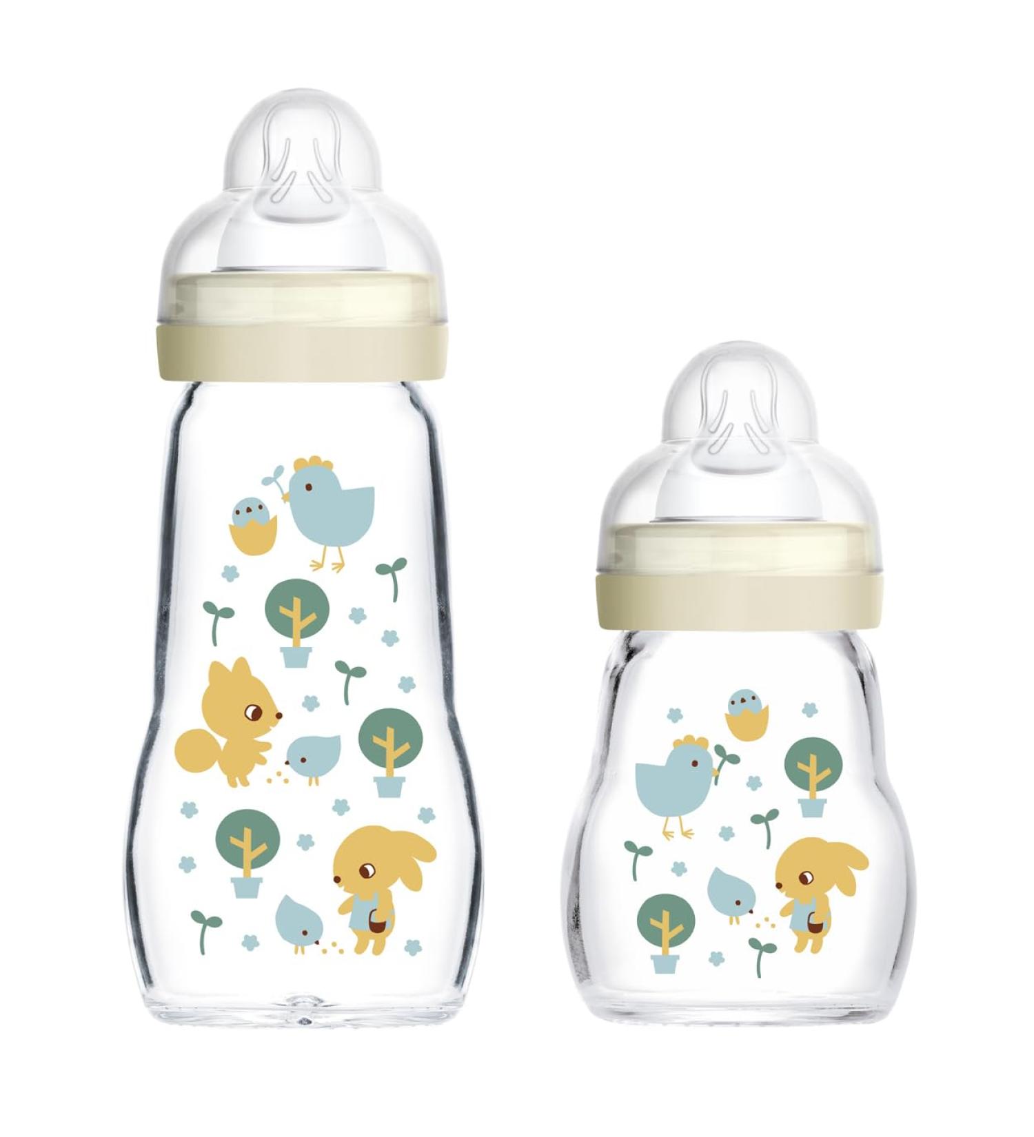 MAM Baby Glass Bottles 2 Pack - Feel Good from Birth 170ml & 260ml - Eco-Friendly Feeding Bottles for Infants - Buy Online on GoSupps.com