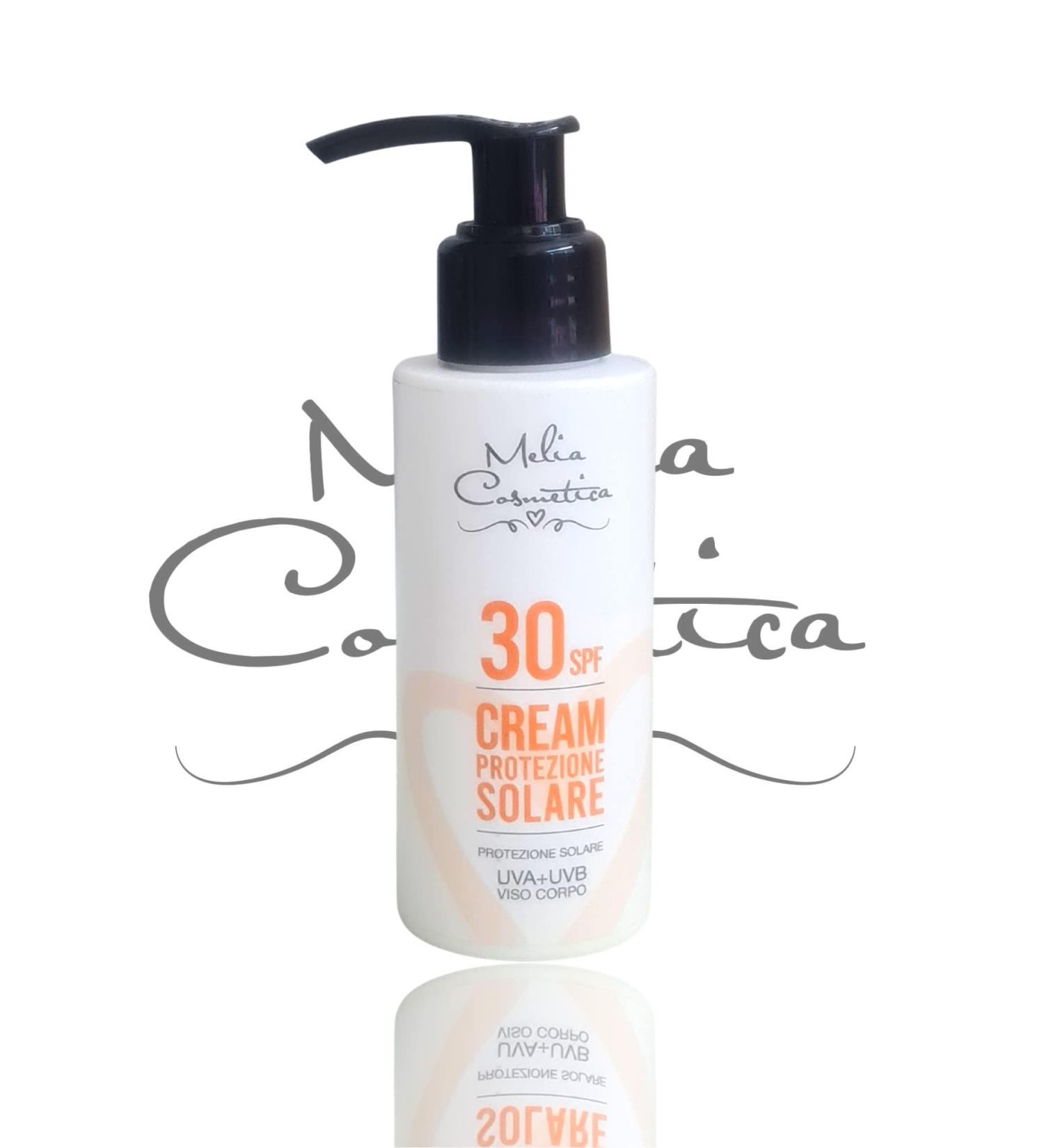 Protection Solare 30 SPF Cream Viso Corpo ANTI UVB: immediate protection against use - ANTI UVA: protection against long-lasting skin - Moisturizing - Melia Cosmetica -100 ml. - Buy Online on GoSupps.com