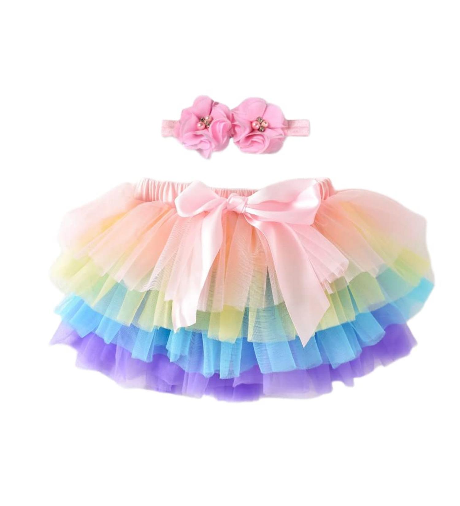 PythJooh Newborn Baby Girl Rainbow Tutu Bloomers Set 6-12 Months | Toddler Ruffle Pettiskirt with Headband and Nappy Cover | Photo Props for 0-2 Years - Buy Online on GoSupps.com