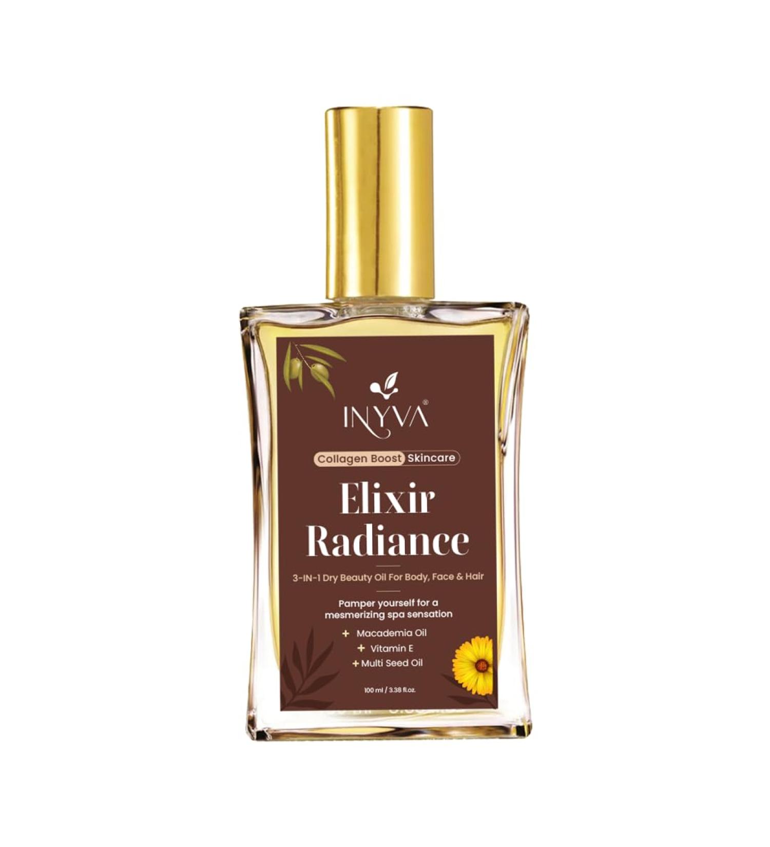 Elixir Radiance 3-in-1 Luxurious Dry Beauty Oil - Nourishing Vitamin E & Macadamia Oil for Body Face & Hair | Hydrating Non-Greasy Lightweight | Achieve Radiant Glow - 3.38 Oz - Buy Online on GoSupps.com