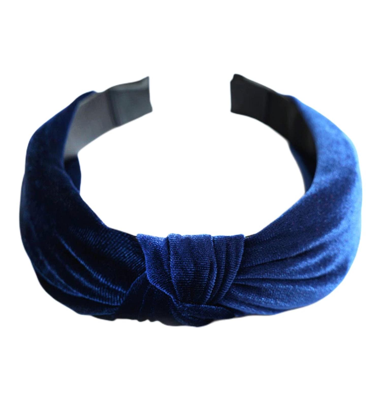 scicent Head Bands Adult Women Velvet Plain Headbands Fashion Knot Turban Hairband Elastic Hair Band for Girls - Navy - Buy Online on GoSupps.com