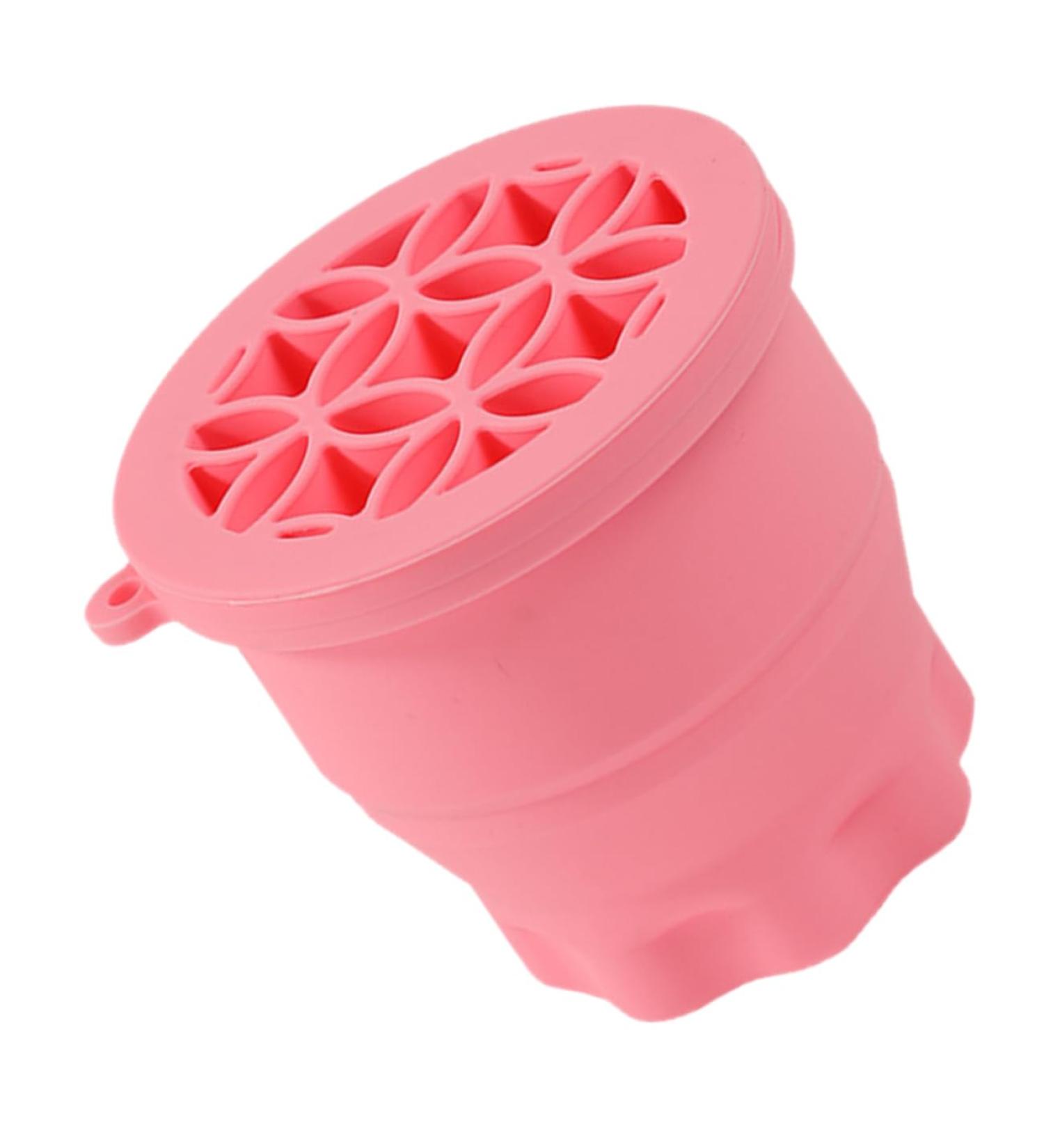 minkissy Makeup Brush Organizer Silicone Holder Makeup Home Brush Pink Portable Foldable Drying Cleaner Bowl Cleaning Mat for Tool Bathroom Travel Scrubber Folding Cosmetic Washing 10x8.5cm Pink - Buy Online on GoSupps.com