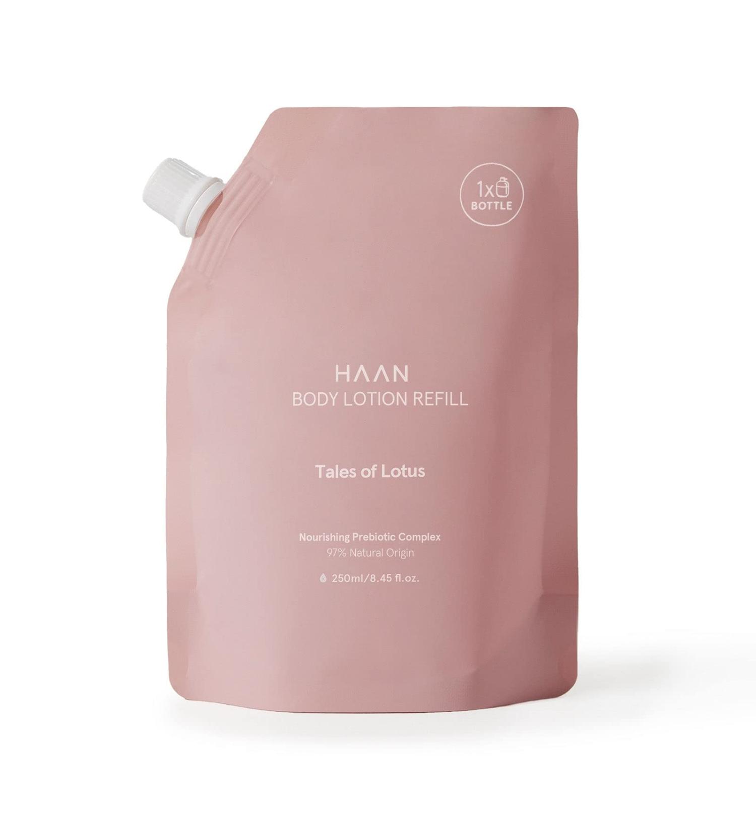 HAAN - Refill Body Lotion moisturizing and nourishing with 97% natural and prebiotic ingredients. Reloadable. Tales of Lotus Cuerpo Cream - Buy Online on GoSupps.com