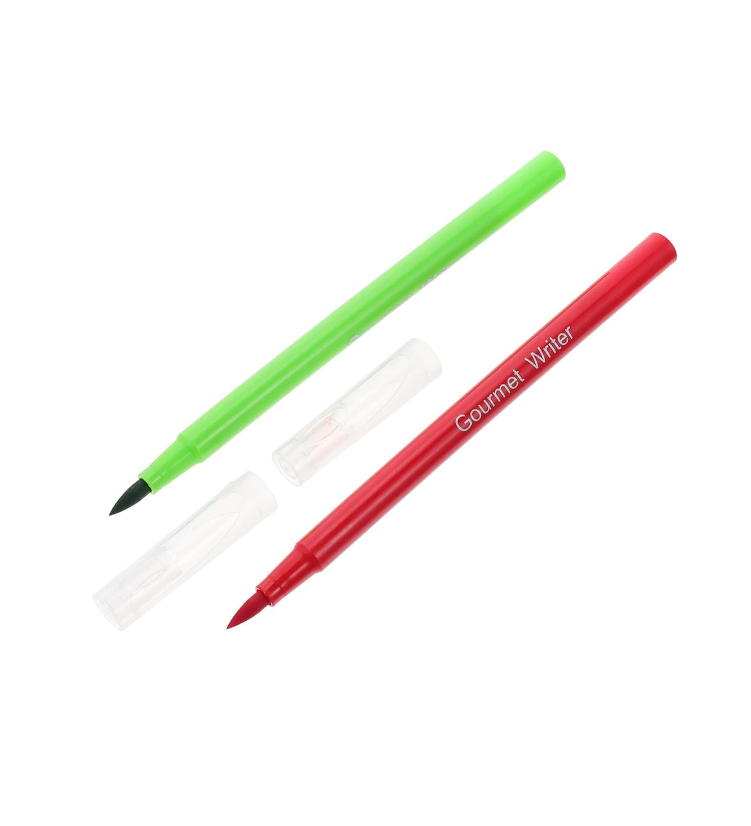 LALADEFIEE 2pcs Can Be Food Coloring Pen Dual Tip Markers Edible Ink Pens Edible Ink Baking Pen Cakey Plastic Red Green - Buy Online on GoSupps.com
