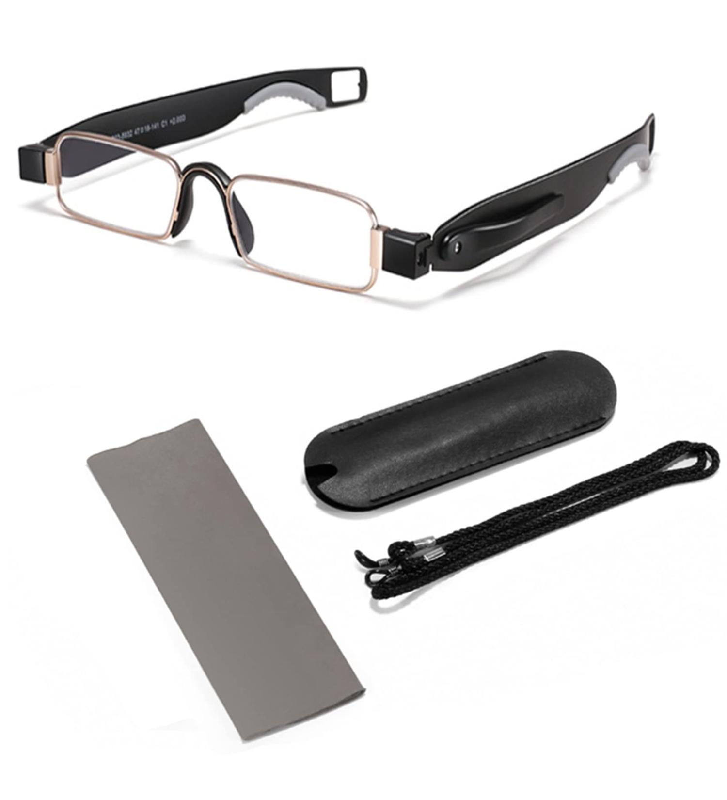 GHARAZ Foldable Mini Reading Glasses for Men & Women - Portable Presbyopia Glasses (2.0+) - Stylish Black Design - Buy Online on GoSupps.com
