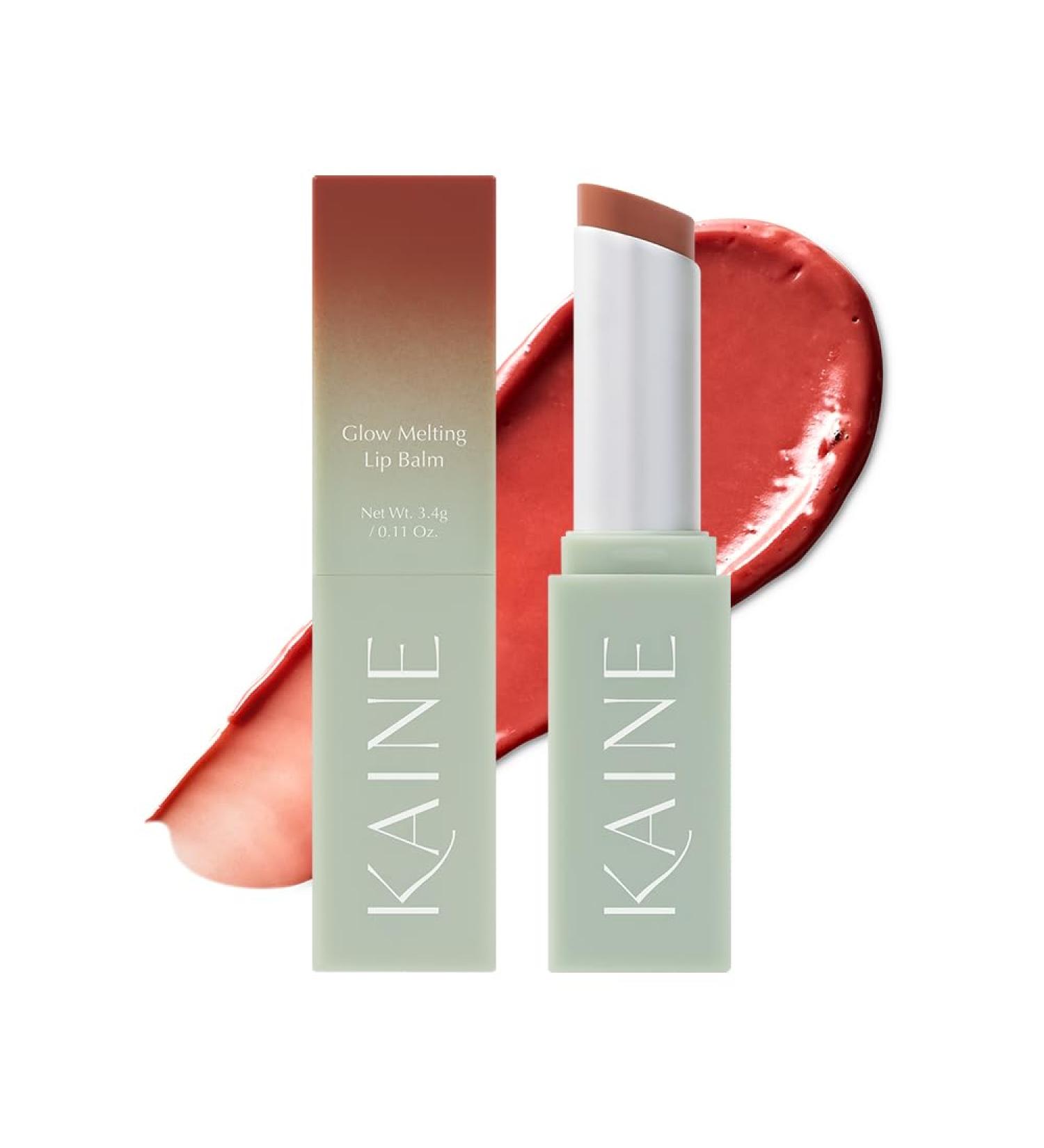 KAINE Glow Melting Lip Balm(WarmApricot) Vegan Hydrating Lip Balm with Natural Shine Moisturizing & Nourishing Formula Soft & Melting Textur 3.4g / 0.13 fl oz