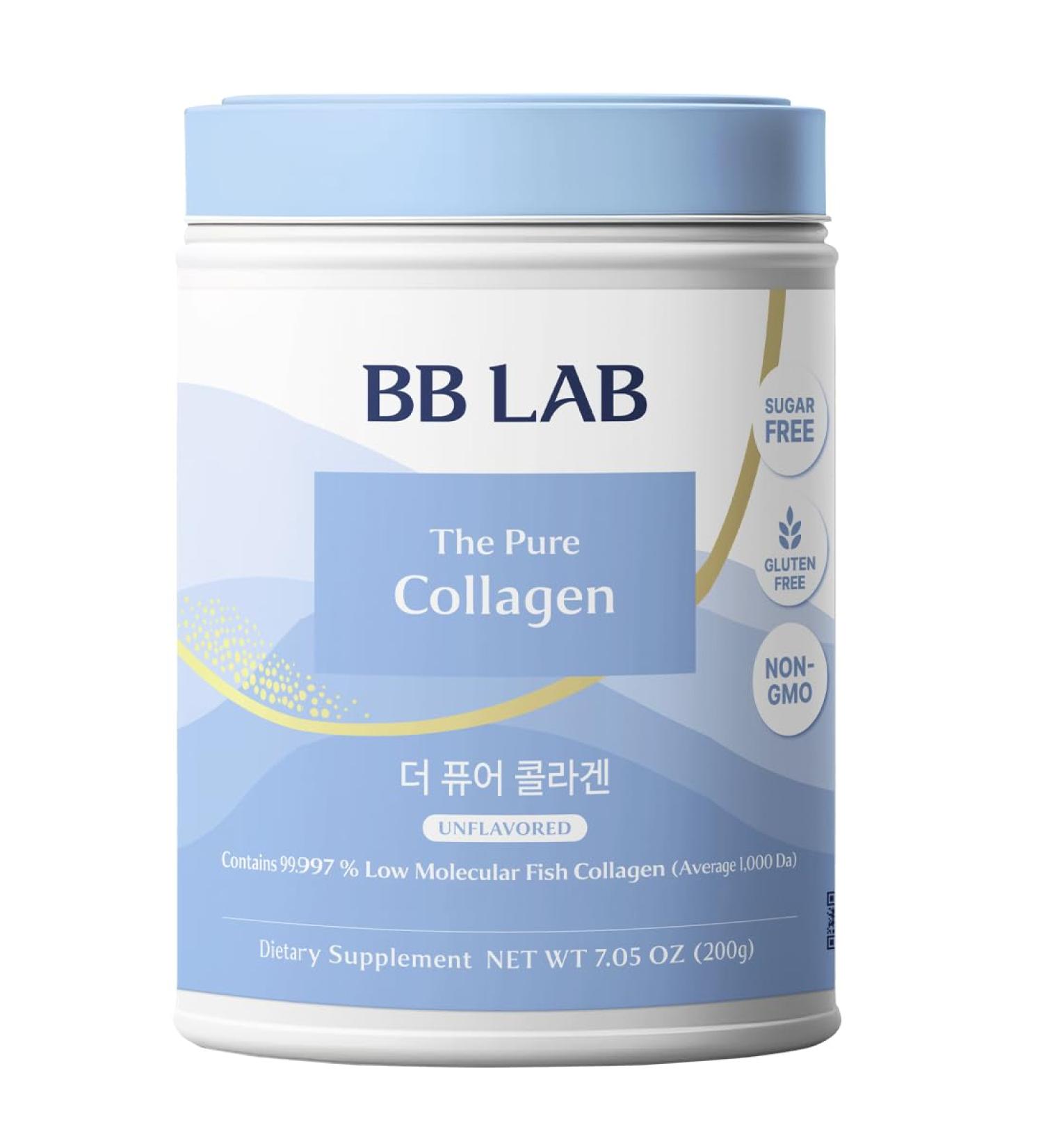 BB LAB Pure Collagen Powder, Low Molecular Fish Collagen 1000DA, Unflavored, Mixable with Any Drink or Food, Non-GMO, Sugar-Free, Gluten-Free, 200g (7.05oz)