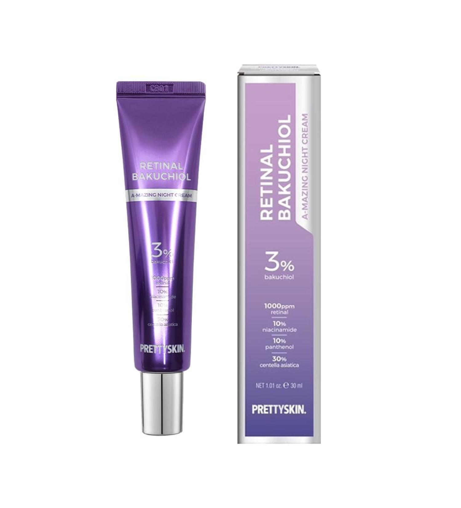 PRETTYSKIN Retinal Bakuchiol At-home Night Cream Moisturizer for Face | Reduce Wrinkles & Fine lines Elasticity Tone-up Anti-aging Centella Asiatica Extract 30% Retinal 1 000 ppm (30g) 1.01 Fl Oz (Pack of 1) - Buy Online on GoSupps.com