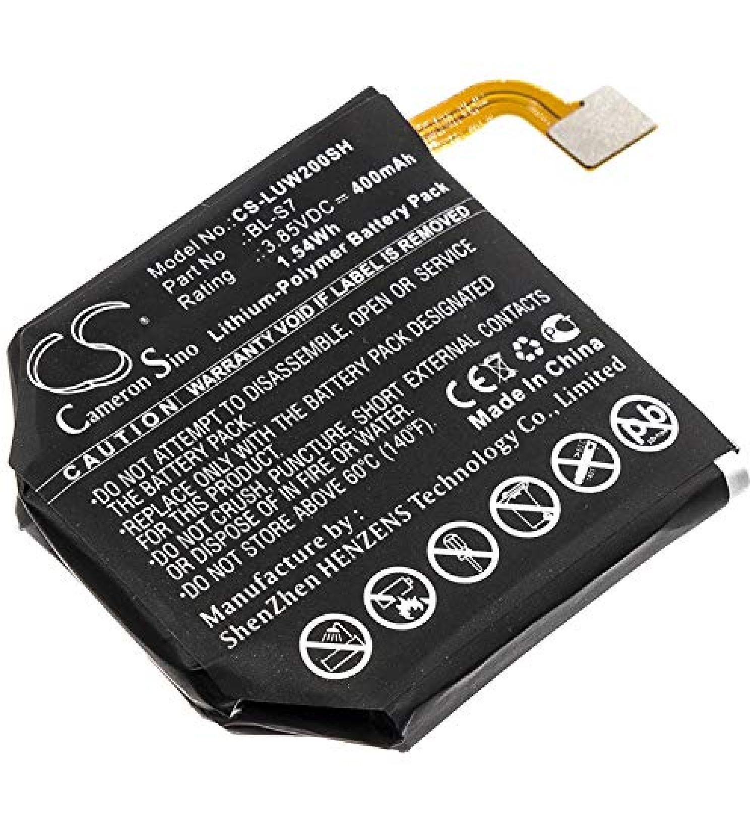 BL-S7 400mAh Battery for W200 W280A Watch Urbane 2nd Edition LTE - 3.85V Compatible Replacement - Buy Online on GoSupps.com