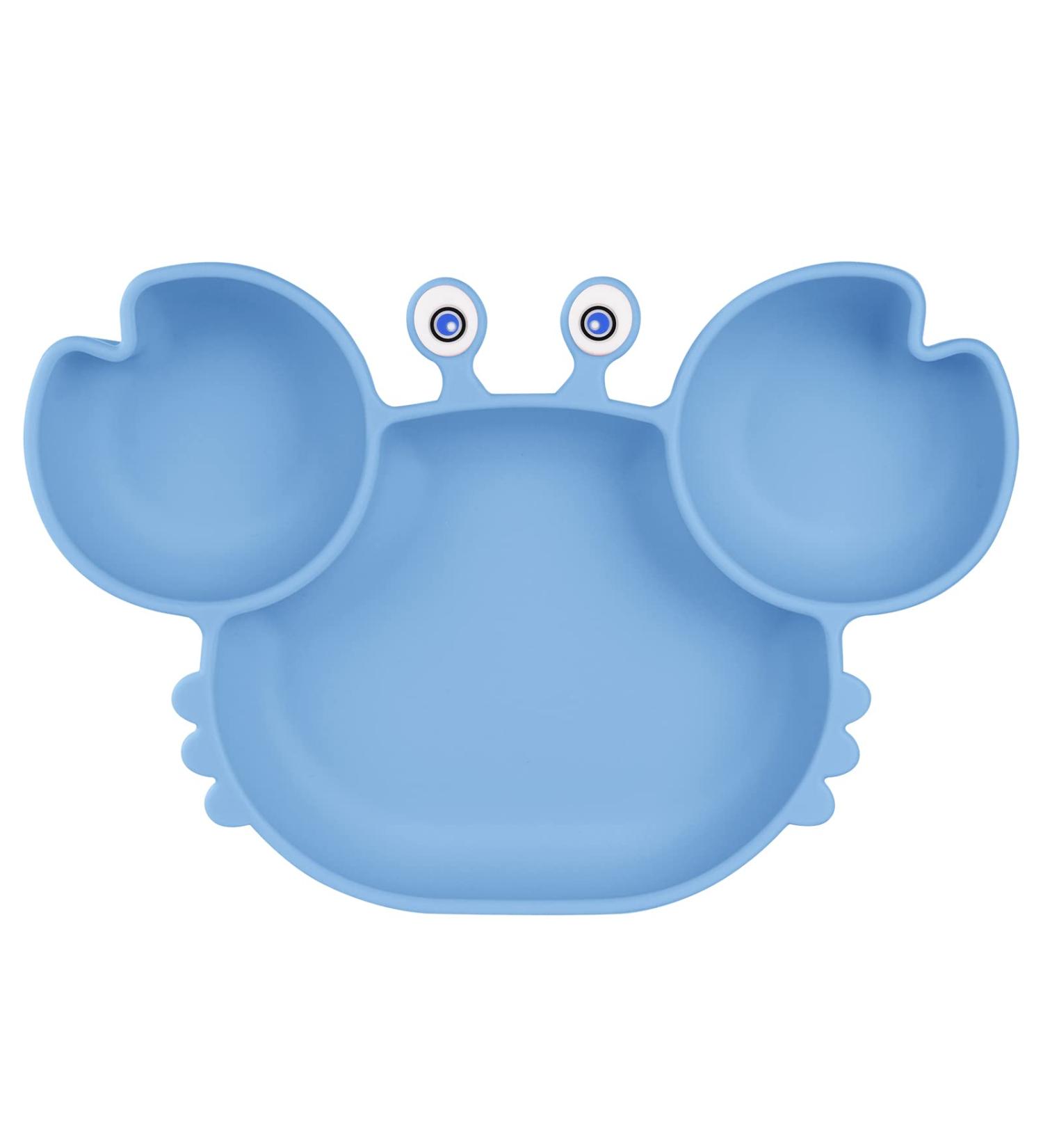 Vicloon Silicone Suction Plate for Toddlers - Non Slip Baby Weaning Plate in Blue | Baby Cutlery included | Highchair Friendly - Buy Online on GoSupps.com