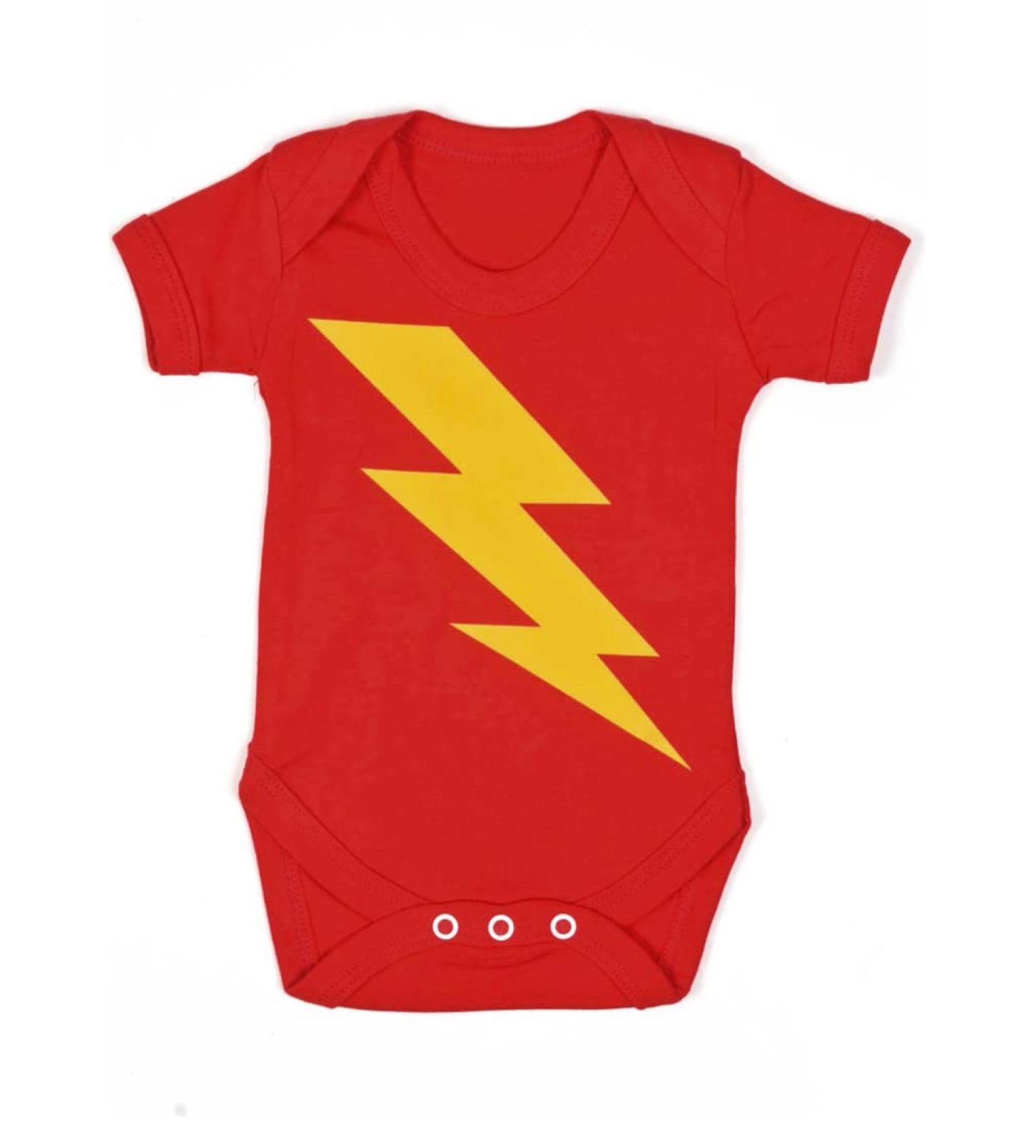 Baby Moo's SUPERHERO Lightning Bolt Flash Baby Grow | Unisex 0-3 Months Bodysuit | Perfect New Baby Gift UK - Buy Online on GoSupps.com