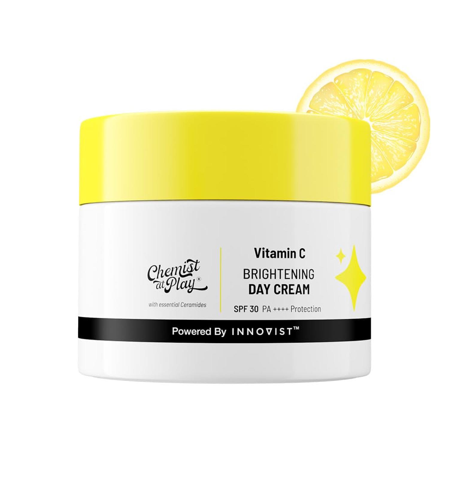Chemist at Play Brightening Day Cream | SPF | Face Cream | Skin Brightening & Moisturisation | 30X Vitamin C with Camu Camu | Mineral Oil & Petroleum Free | Lightweight | 50g - Buy Online on GoSupps.com