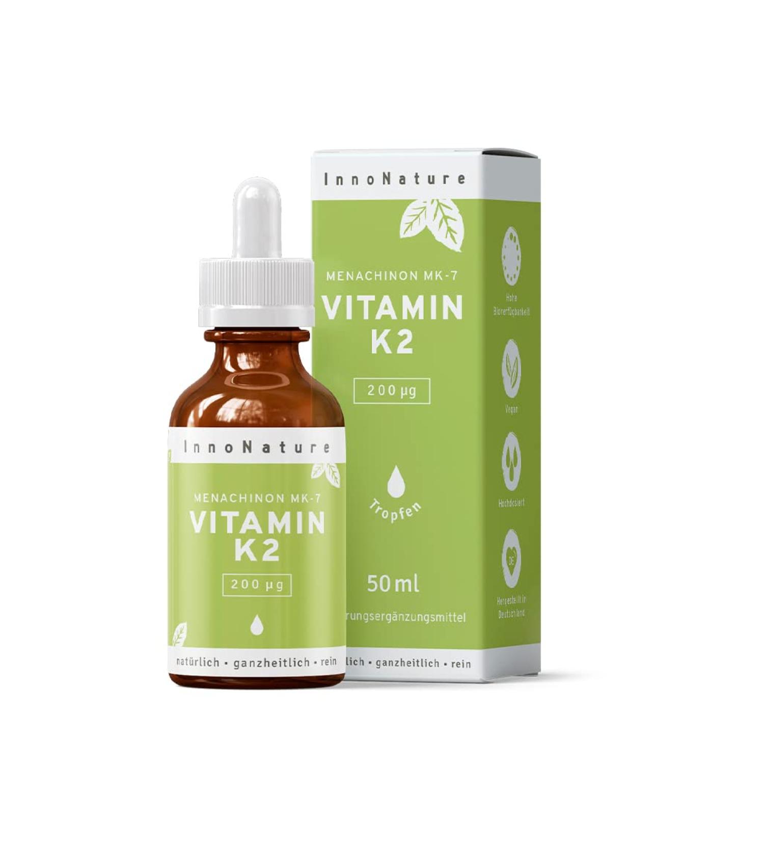 Premium Vitamin K2 MK7 Drops - 1 750 Drops (200 g/Portion) - Vegan & Highly Dosed in 50ml Olive Oil - Gnosis VitamK7 All-Trans Menaquinone from Fermentation - Made in Germany - Buy Online on GoSupps.com