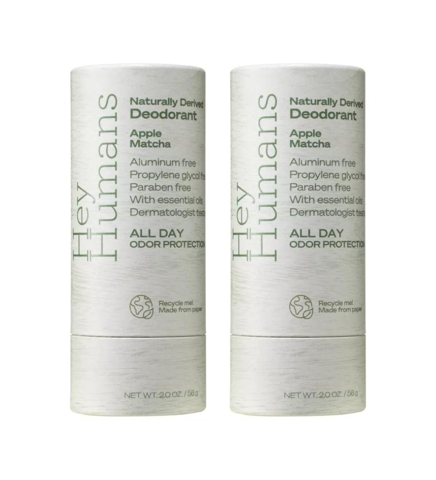 Hey Humans Natural Deodorant Apple Matcha - 2oz (Pack of 2) - Buy Online on GoSupps.com