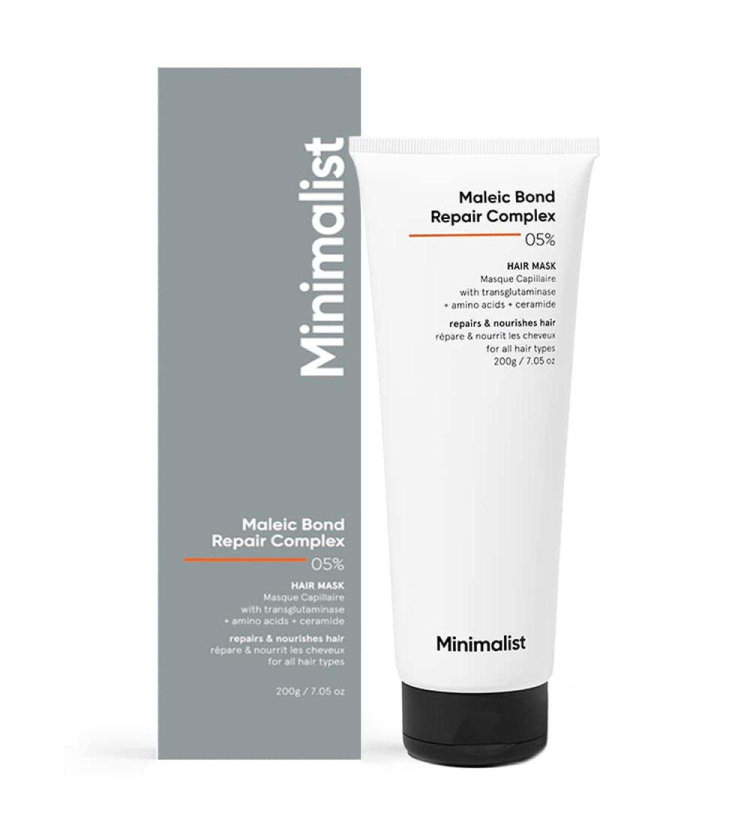Minimalist Maleic Bond Repair Complex 5% Hair Mask with Transglutaminase Amino Acids & Ceramides | For Damaged & Frizzy Hair | For Women & Men | For All Hair Types | 200 gm - Buy Online on GoSupps.com