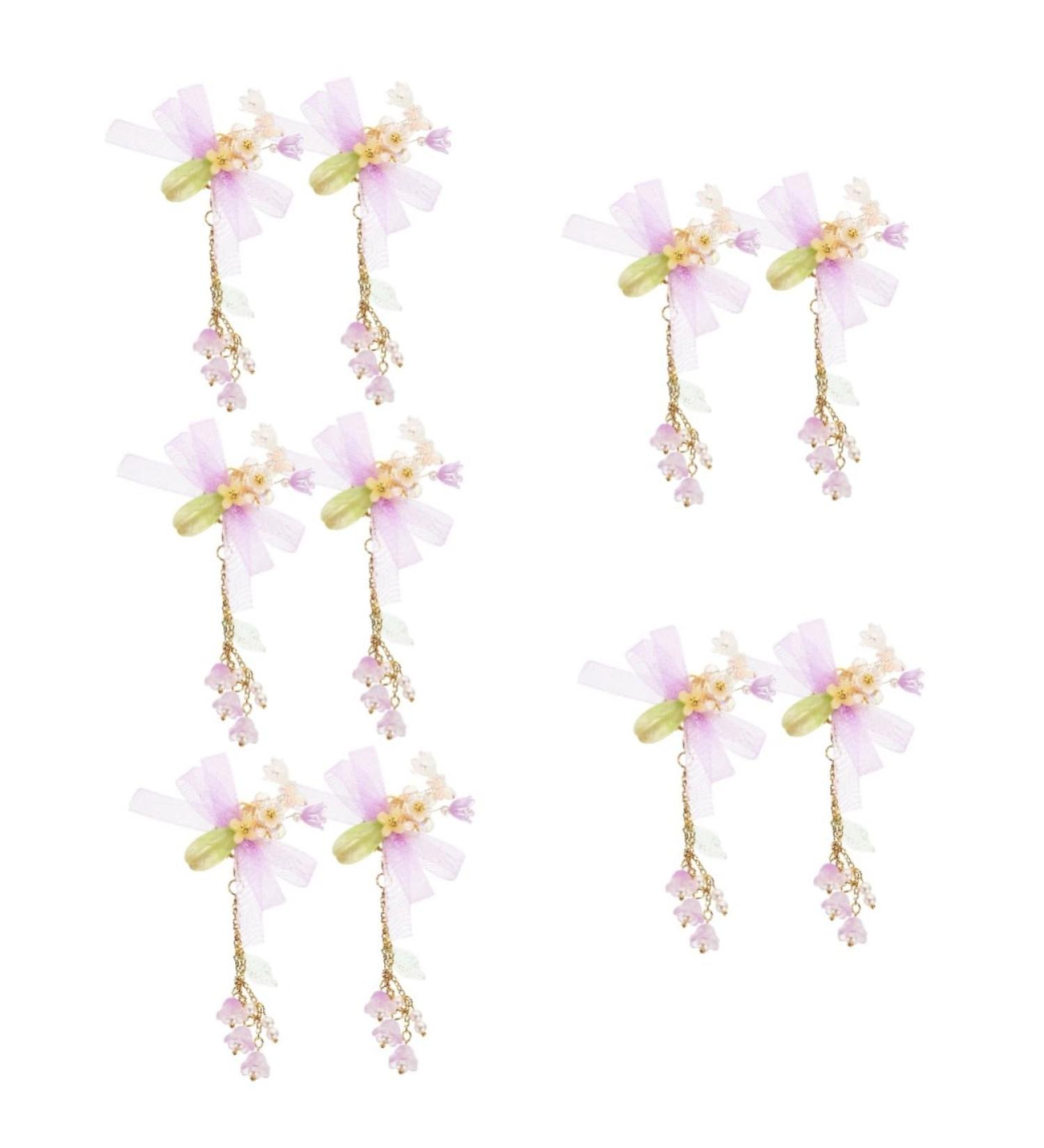 Beaupretty 5 Pairs tassel flower hair clip baby hair clip girls hair clips kids hair accessories mauve ribbon girls barrette flower hair clips for kids girls hairpin Hanfu Miss flower hairpin - Buy Online on GoSupps.com