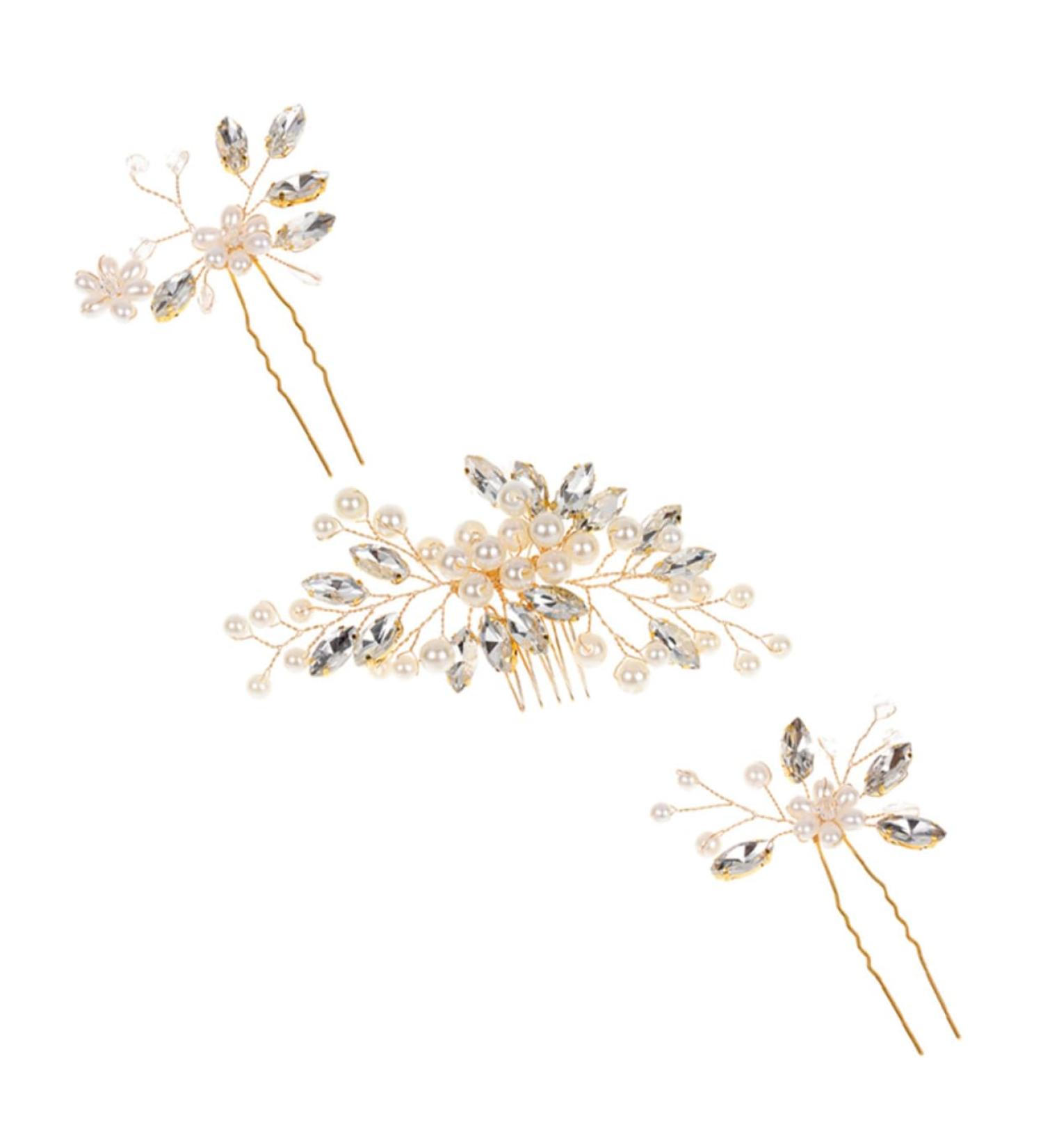 Angoily 3 Sets Hairpin Wedding Hair Decor Accessories for Hair Party Hair Decoration Hair Clip for Wedding Accessories for Girls Wedding Hair Clip Wedding Decor Pearl Bride Zinc Alloy Comb - Buy Online on GoSupps.com