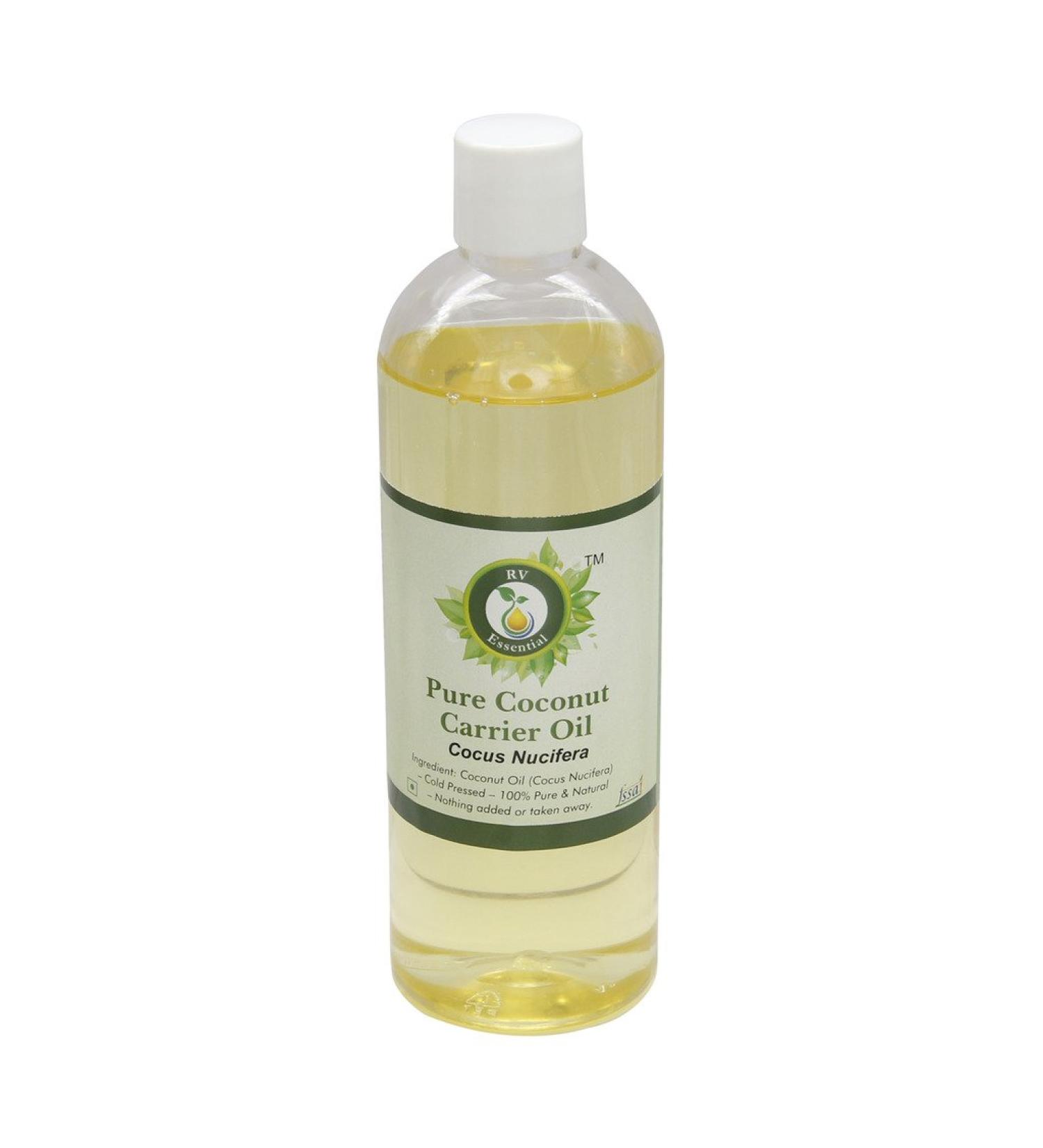 R V Essential Pure Coconut Carrier Oil 100ml (3.38oz)- Cocus Nucifera (100% Pure and Natural Cold Pressed) Coconut 3.38 Fl Oz (Pack of 1) - Buy Online on GoSupps.com
