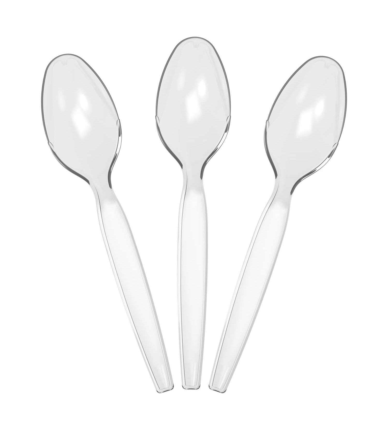 Clear Plastic Spoons Heavy Duty Disposable Cutlery for Party Supply Pack of 80 - Buy Online on GoSupps.com