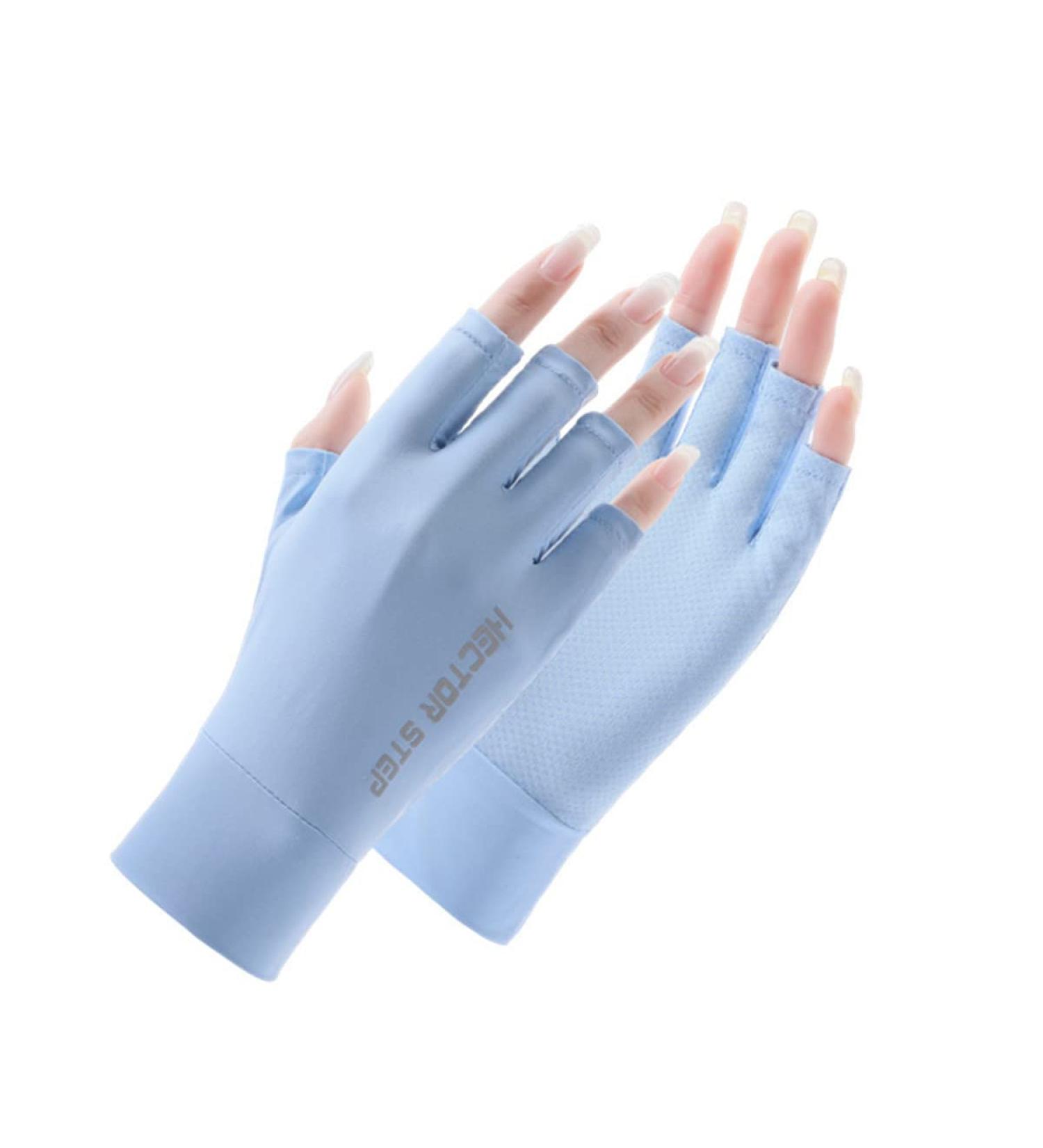 Ligart UPF 50+ Fingerless Sun Gloves for Women - UV Protection Hand Cover for Fishing, Driving, Cycling, Hiking - Blue, Medium - Buy Online on GoSupps.com