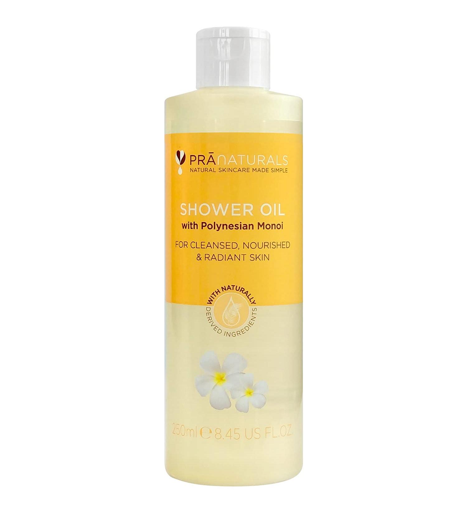 Pranaturals Shower Oil with Polynesian Monoi 250ml - Natural Body Wash Cleanser - Suitable for all Skin Types - Vegan & Cruelty Free - Buy Online on GoSupps.com