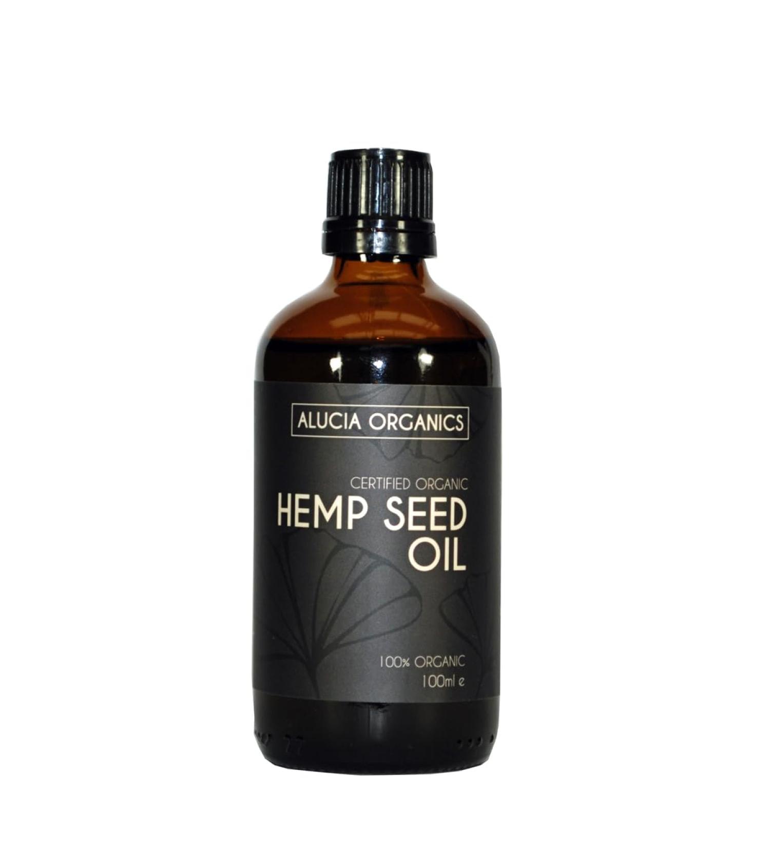 Hemp Seed Oil Certified Organic by Alucia Organics 100ml - Pure Natural Cold Pressed Vegan Skin Face Body Massage - Buy Online on GoSupps.com