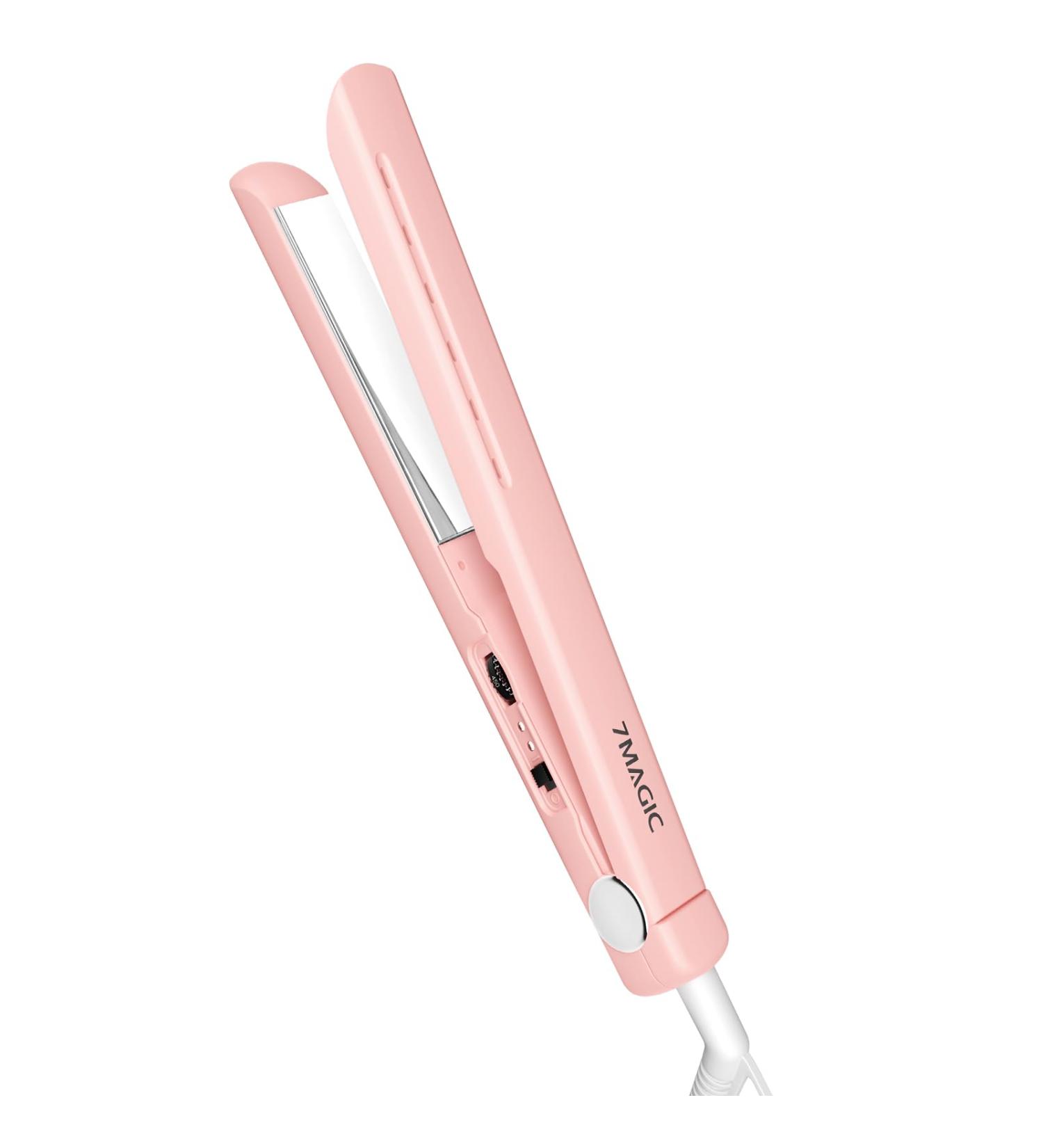7MAGIC Nano Titanium Flat Iron Hair Straightener - 1 Inch Dual Voltage 5 Temp Settings Fast Heating for All Hair Types - Perfect Travel Companion in Pink - Buy Online on GoSupps.com