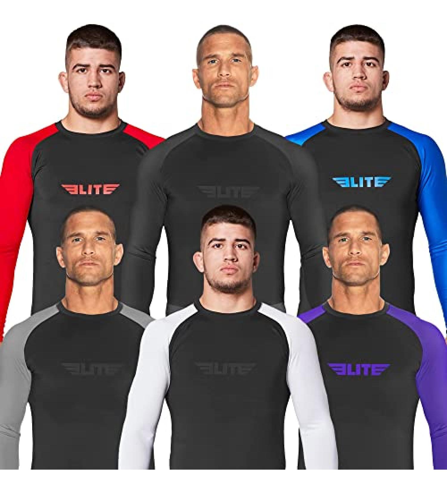 Elite Sports Men's Brown BJJ Rash Guard - Full Sleeve Compression Shirt XX-Large - Buy Online on GoSupps.com