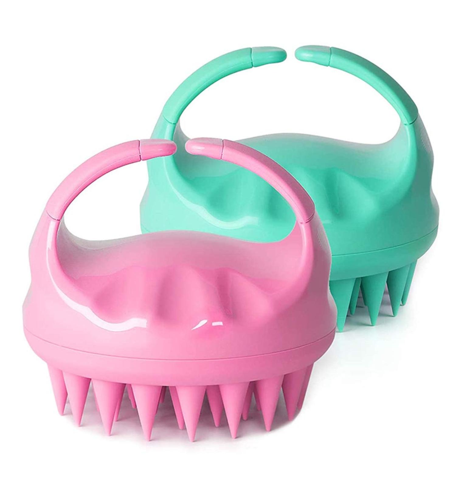 Buy 2 Shampoo Brushes & Hair-Head Skin Massagers | Soft Silicone Healthy Hair Growth | Wet & Dry | Blue & Pink - Buy Online on GoSupps.com