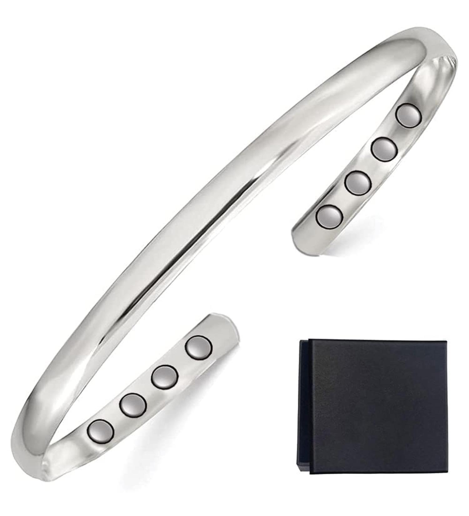 Copper Bracelets for Arthritis Relief | Magnetic Joint Pain & Migraine Therapy | Adjustable Size & Gift Box | Elegant Silver Finish - Buy Online on GoSupps.com