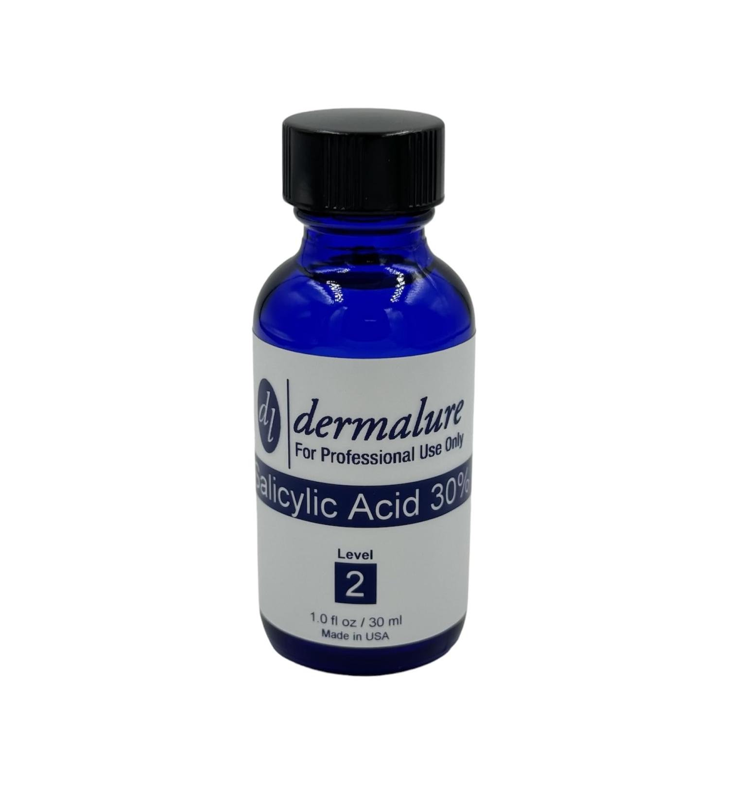 Dermalure Salicylic Acid Peel 30% - 1oz (30ml) - Ideal for Acne Hyper-pigmentation & Premature Aging - Unclogs Pores & Evens Skin Tone - Face Peel for Oily/Combination Skin 1 Fl Oz (Pack of 1)