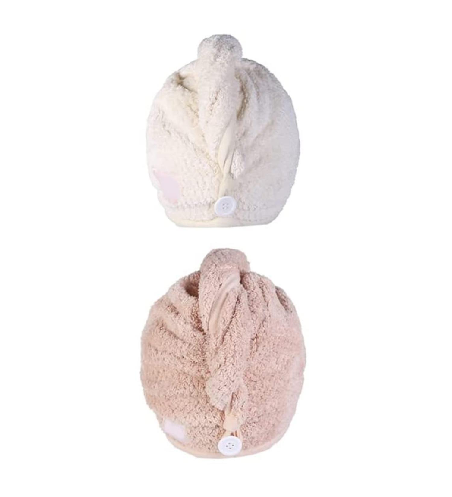 Buy 2-Pack Microfiber Hair Towel Wraps - Quick Drying Pink & Beige Bath Hair Towels for Effortless Hair Care - Buy Online on GoSupps.com